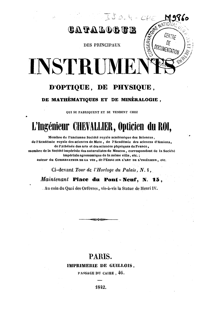 Page de titre du M9860