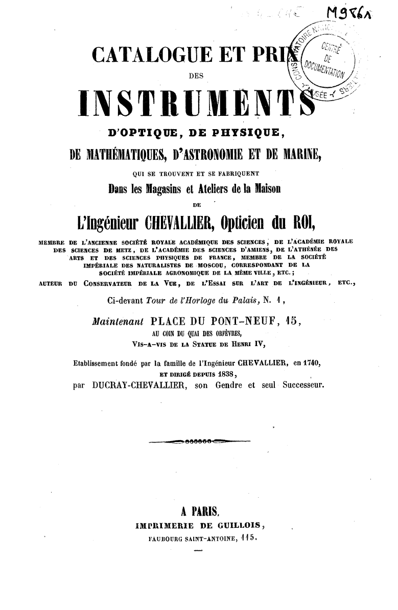 Page de titre du M9861