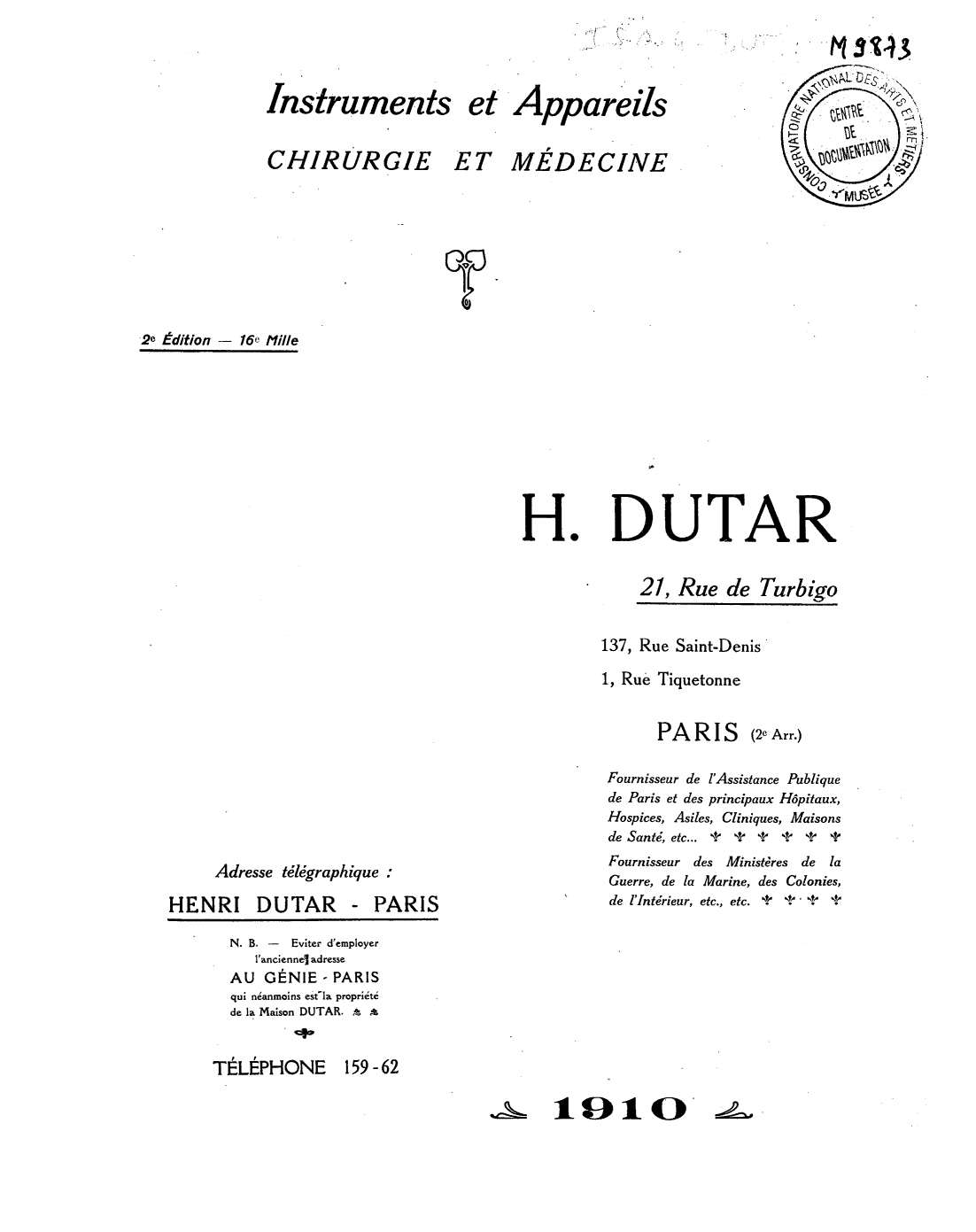 Page de titre du M9873