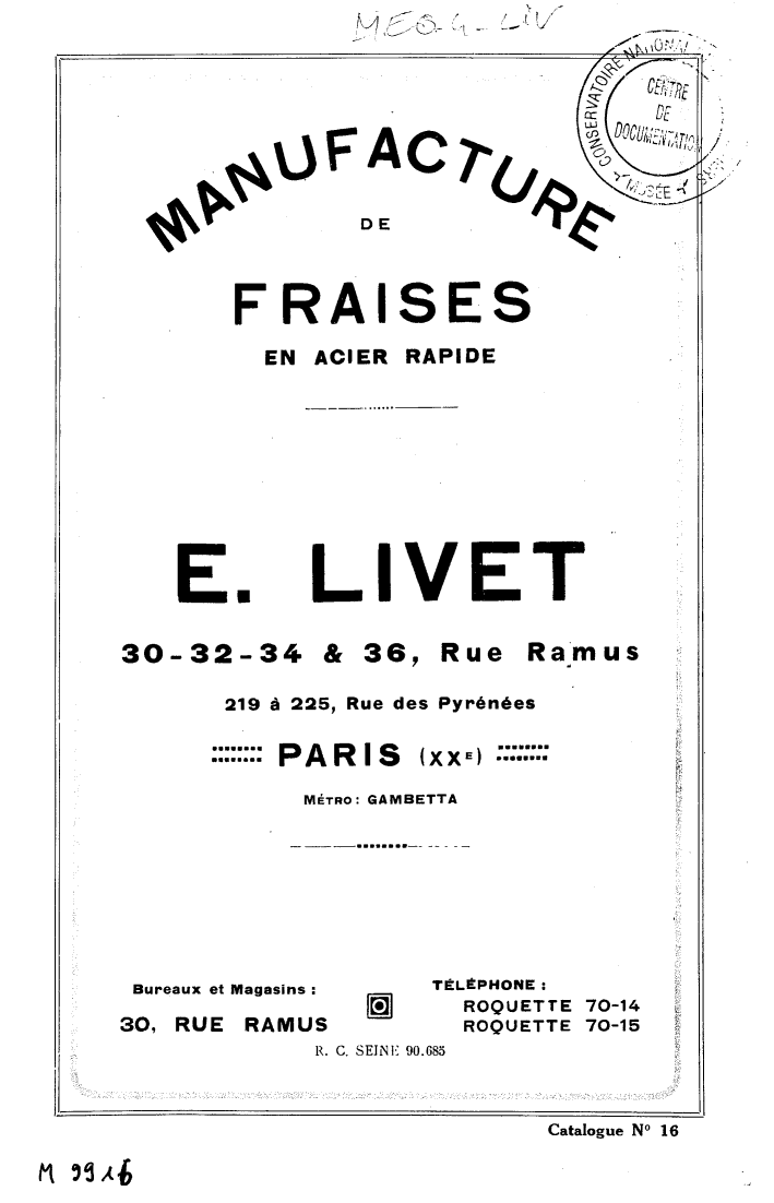 Page de titre du M9916