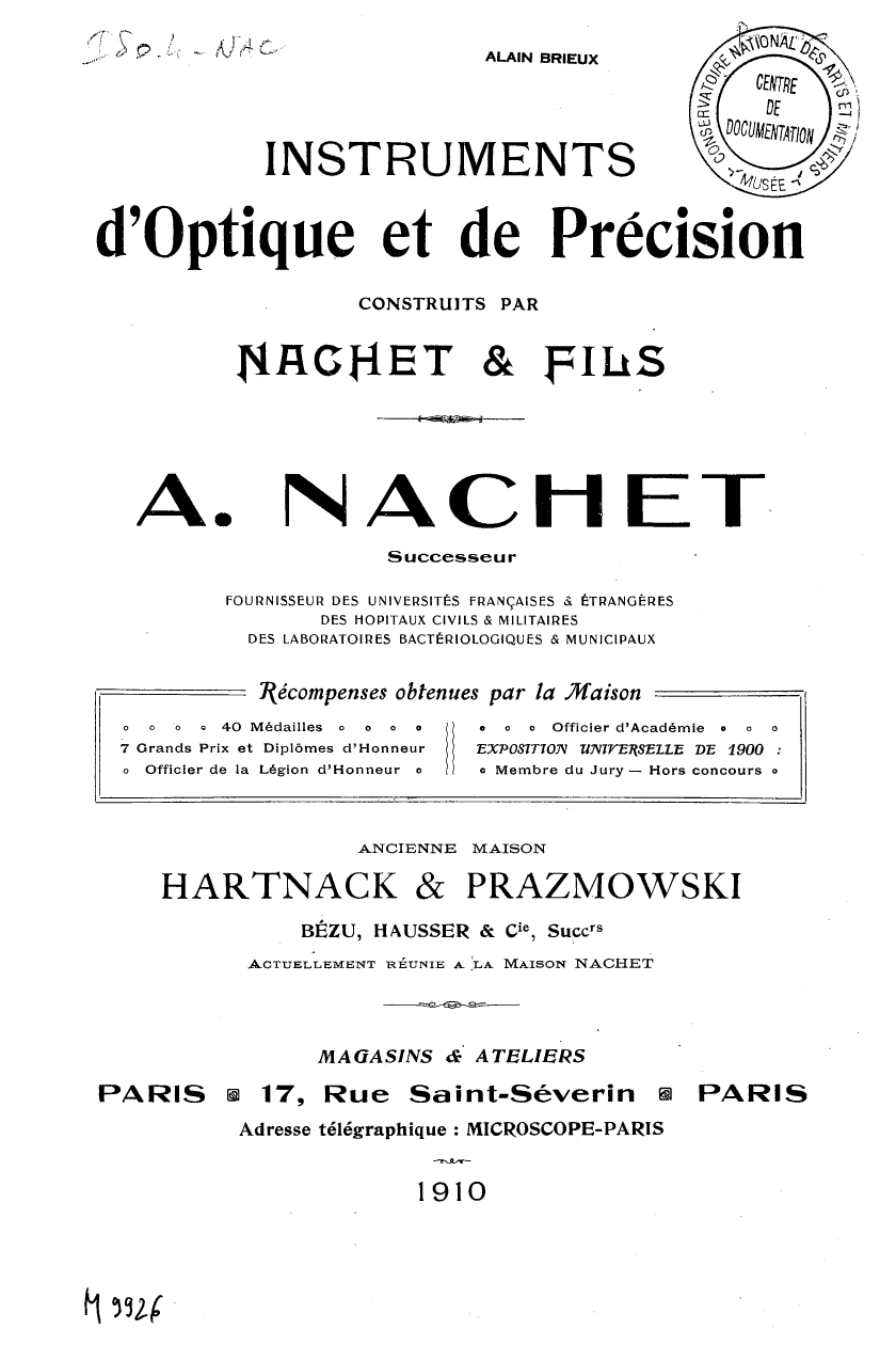 Page de titre du M9926