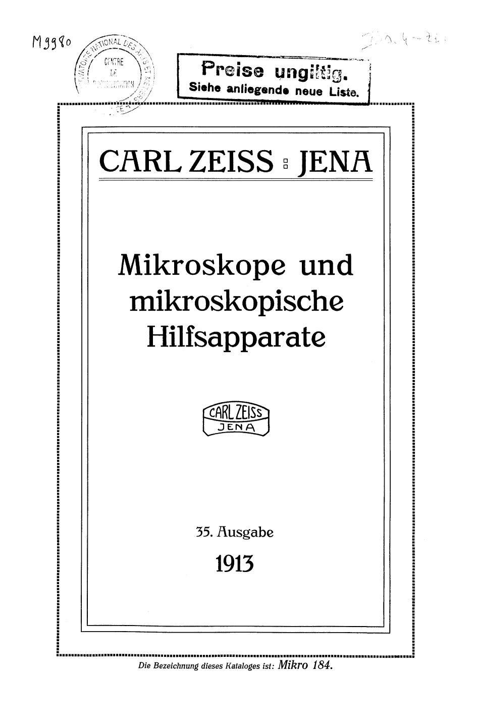 Page de titre du M9980