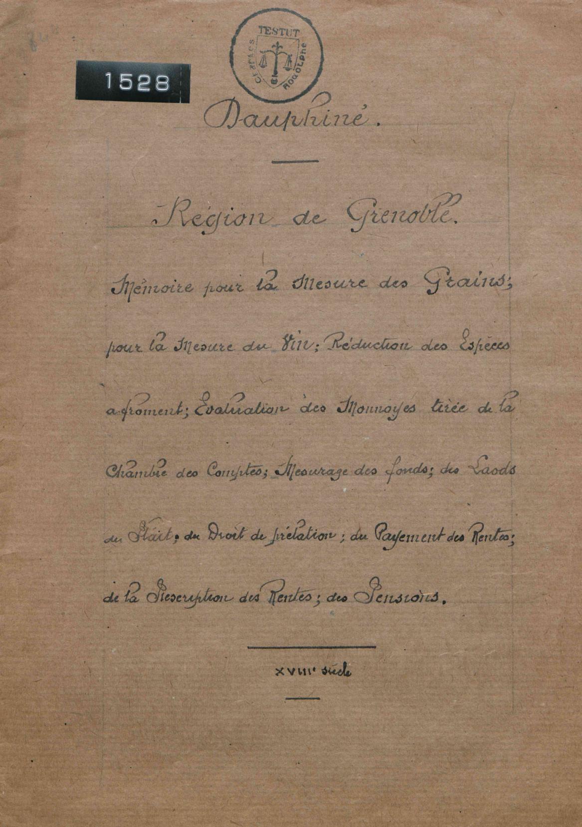 Page de titre du MET1528RES