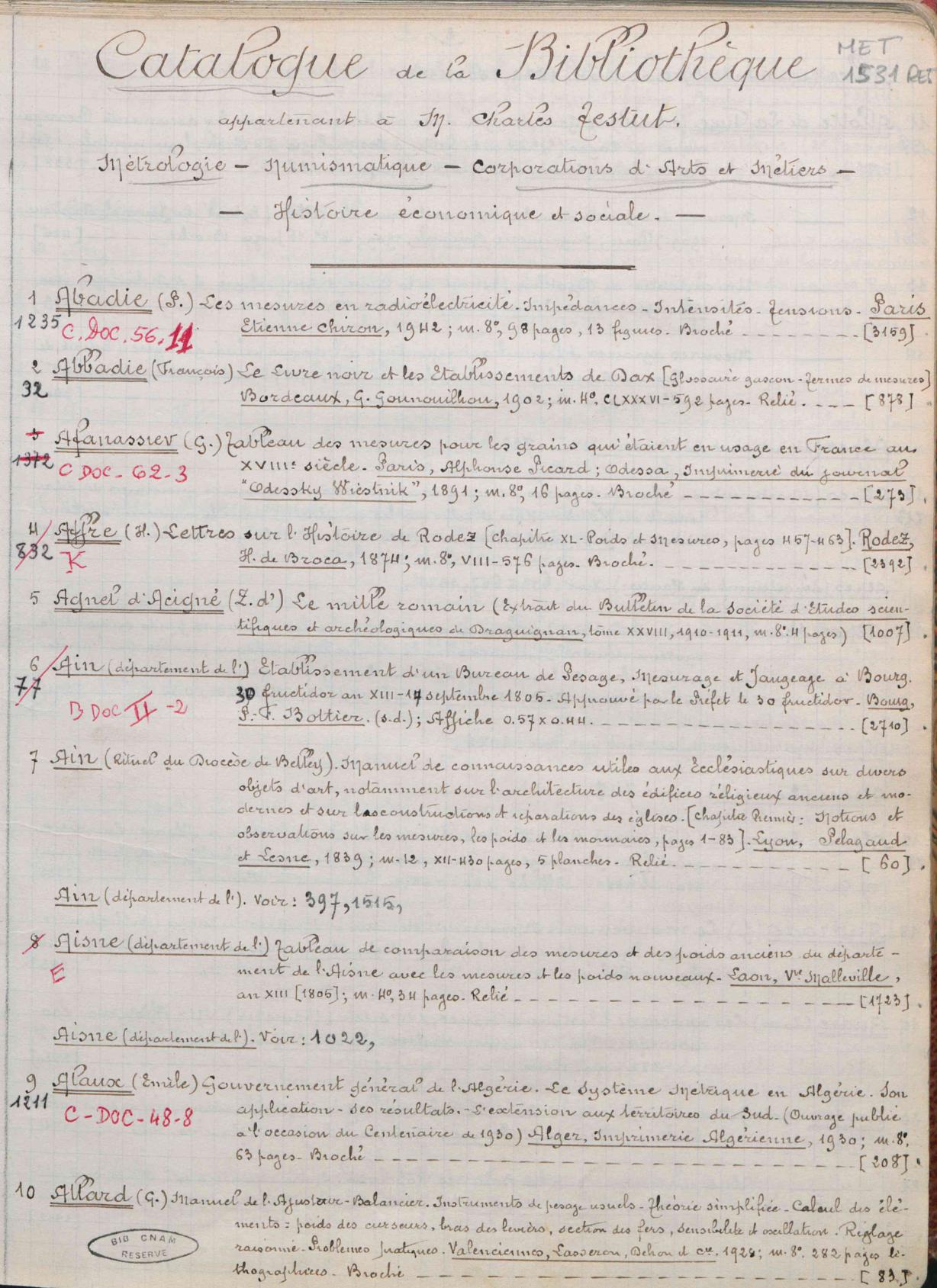 Page de titre du MET1531RES