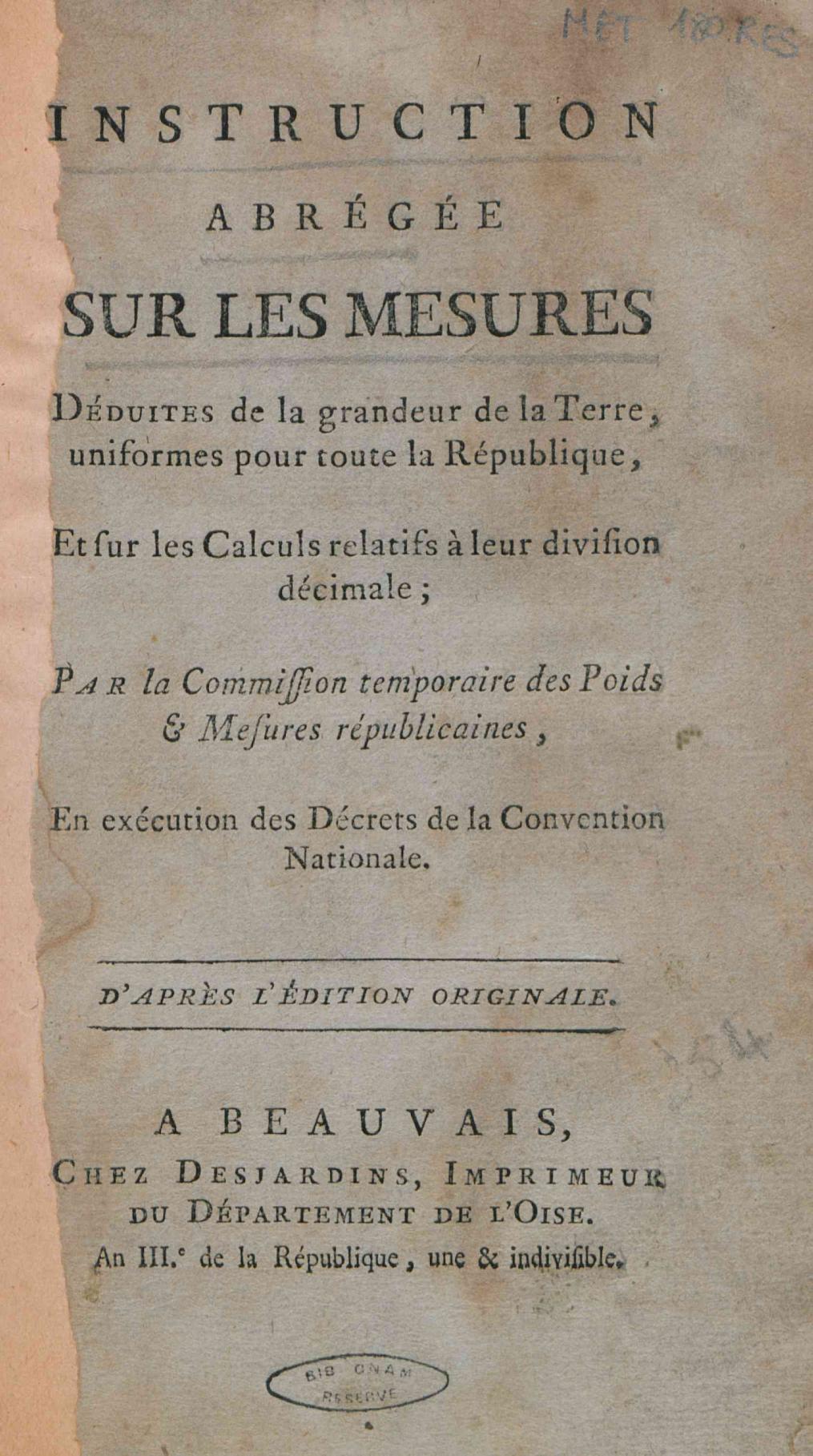 Page de titre du MET180RES