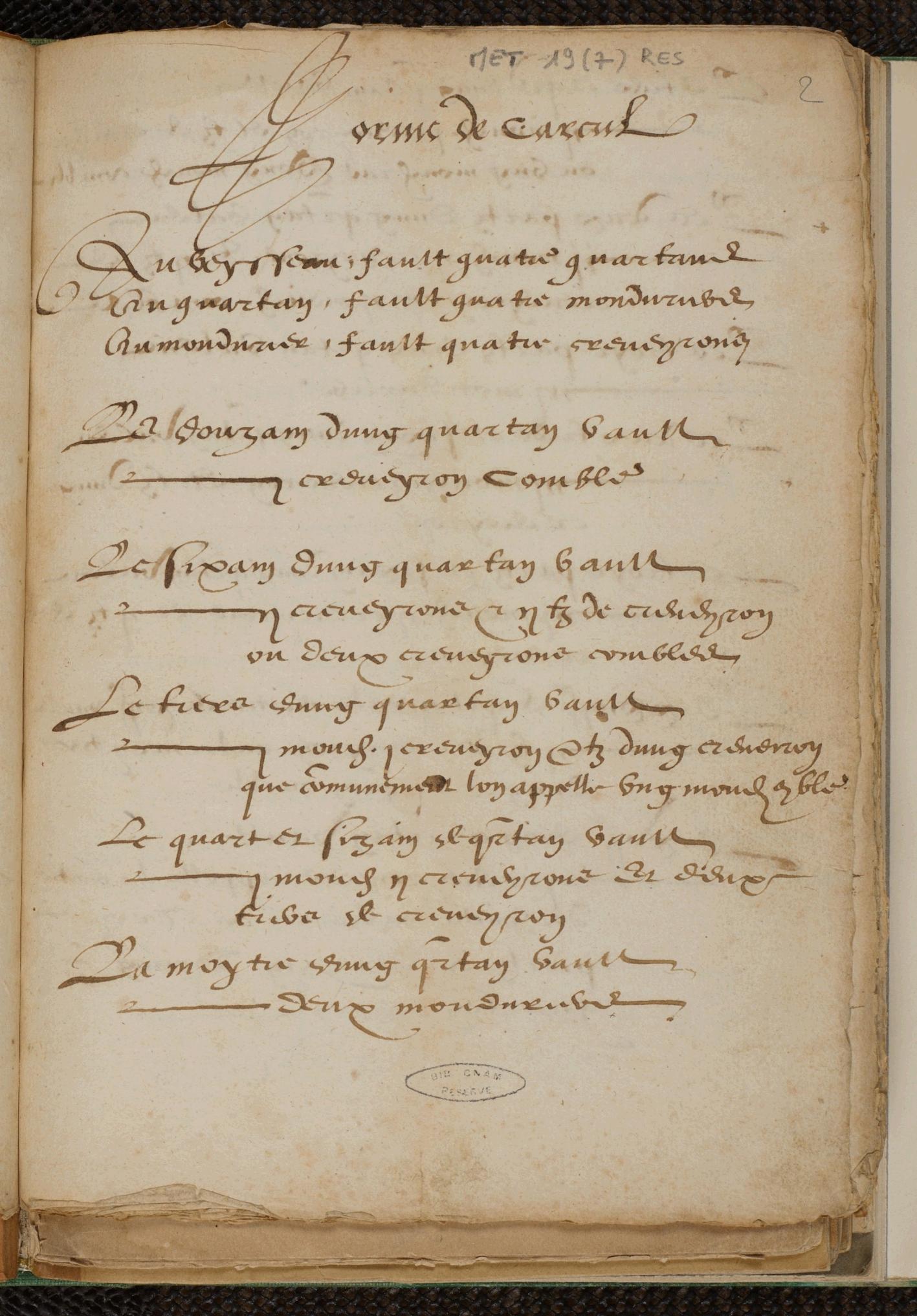 Page de titre du MET19.7RES