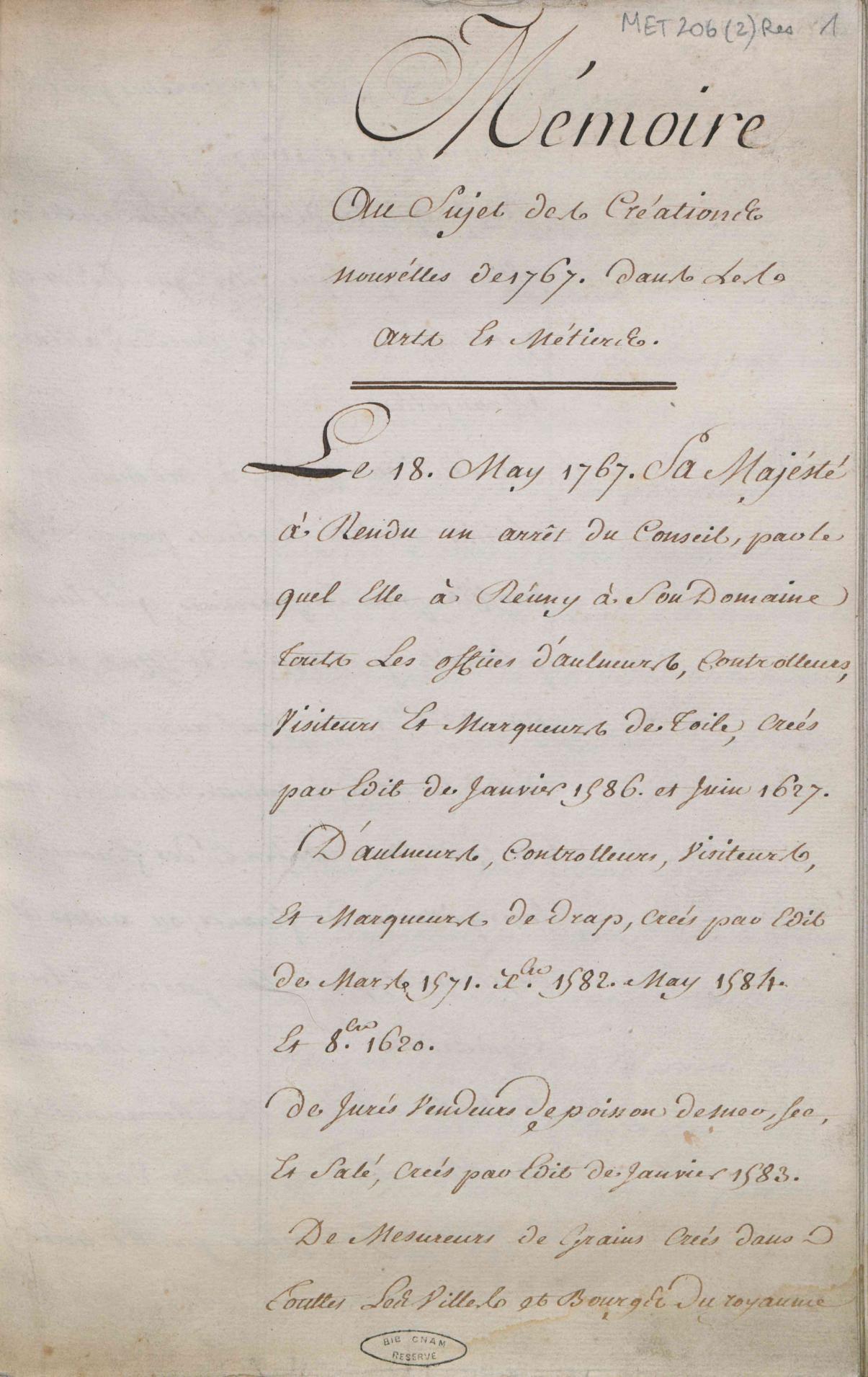 Page de titre du MET206.2RES