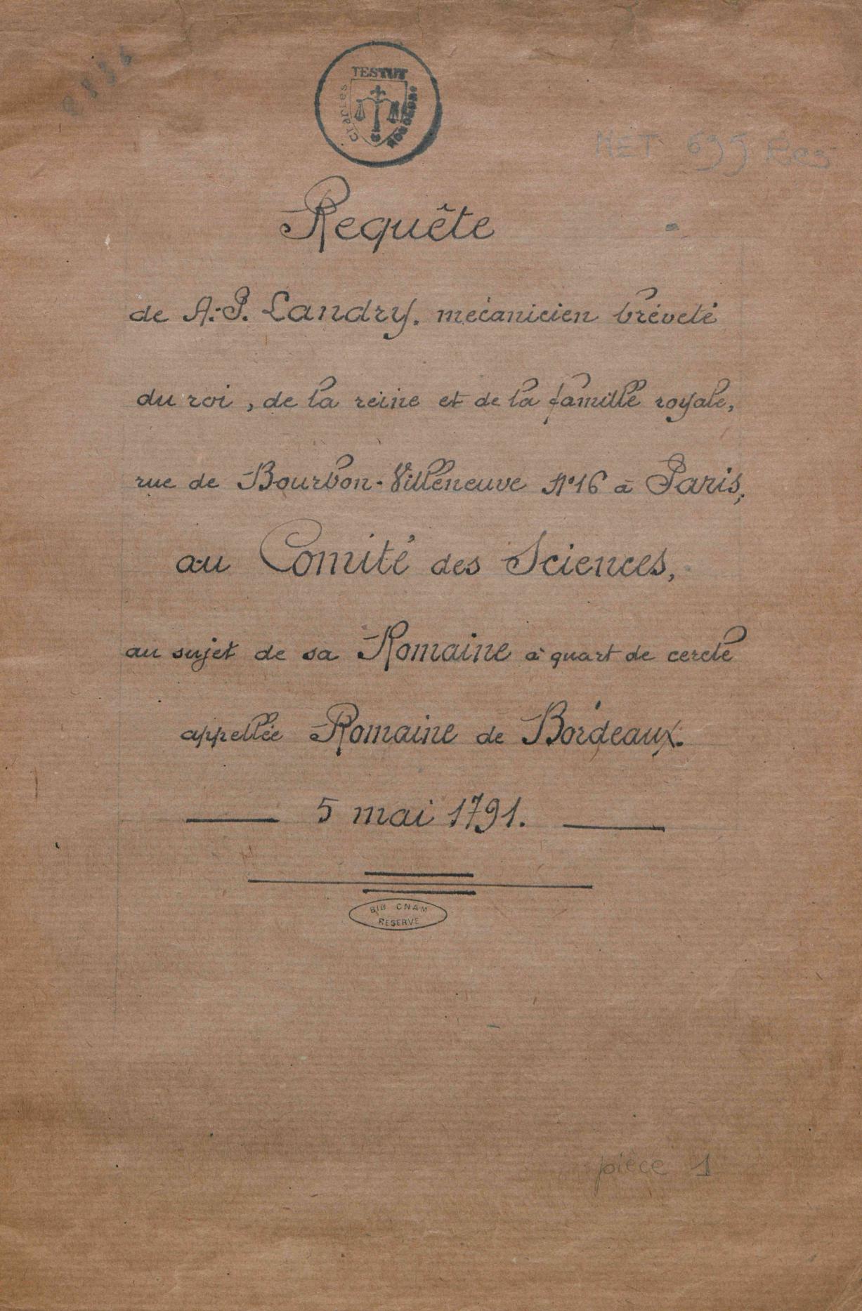 Page de titre du MET635RES