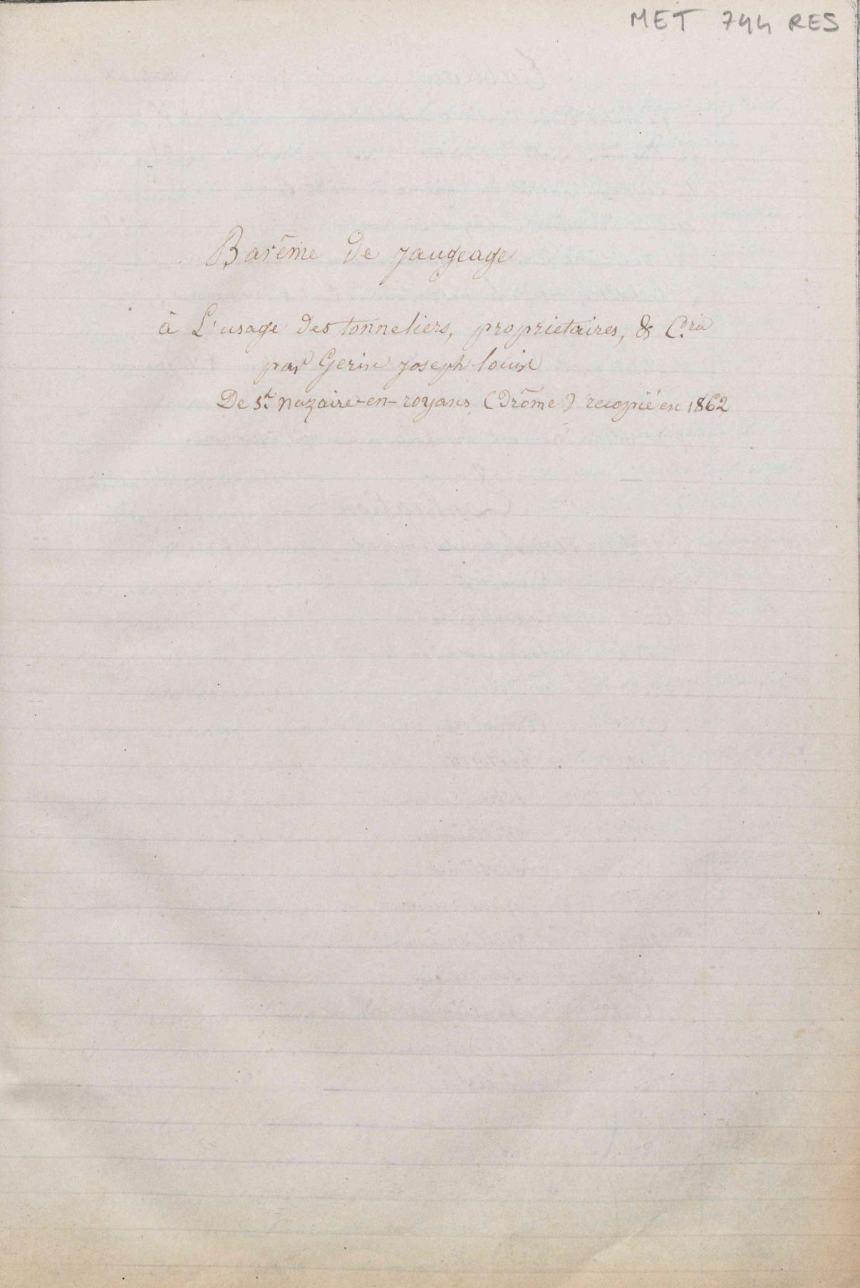 Page de titre du MET744RES