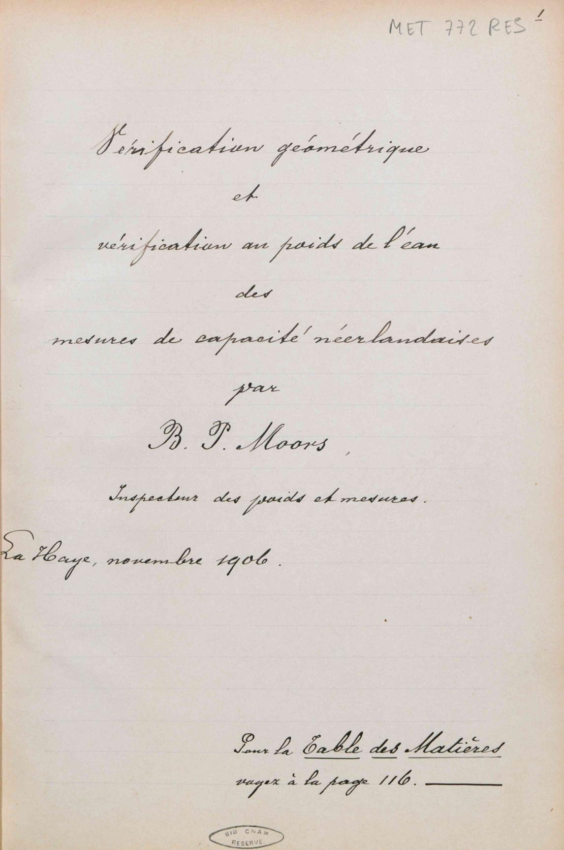 Page de titre du MET772RES