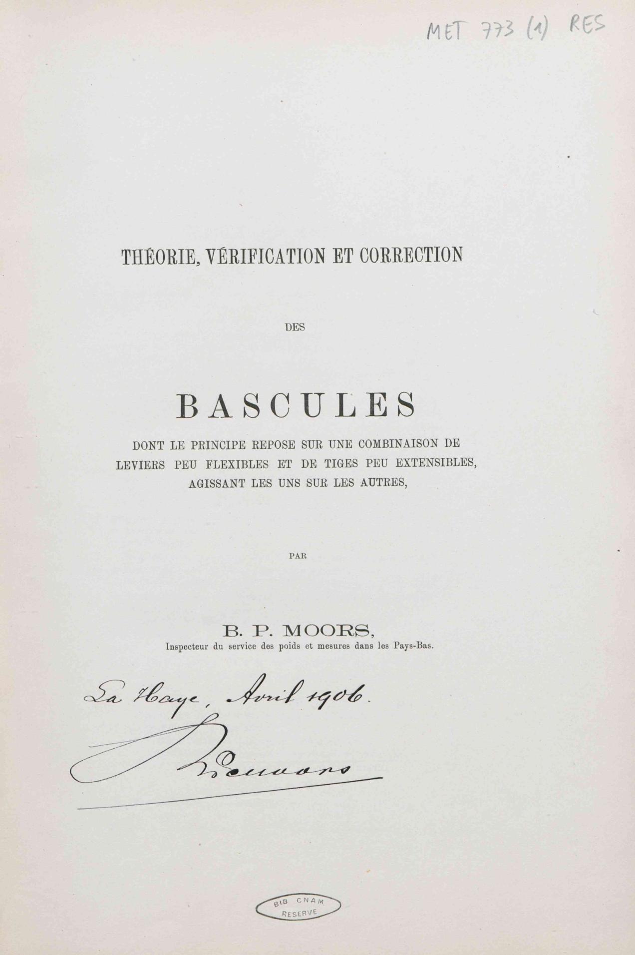 Page de titre du MET773RES