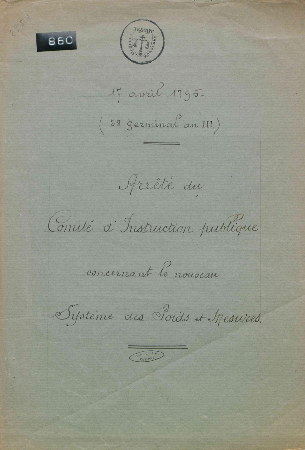 Page de titre du MET860RES