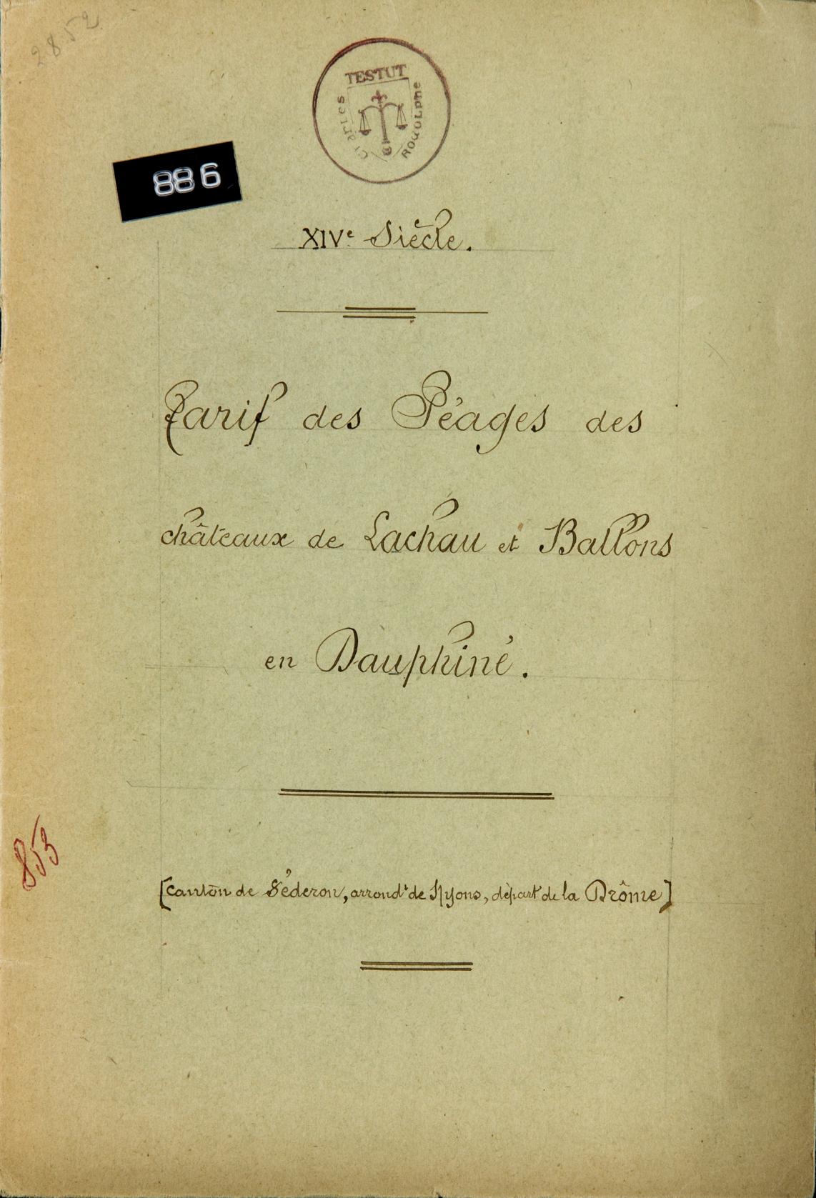 Page de titre du MET886