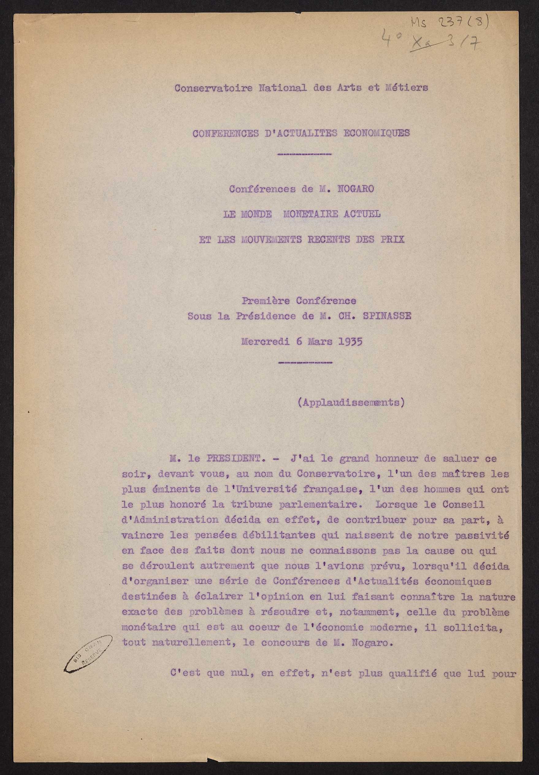 Page de titre du MS237.8