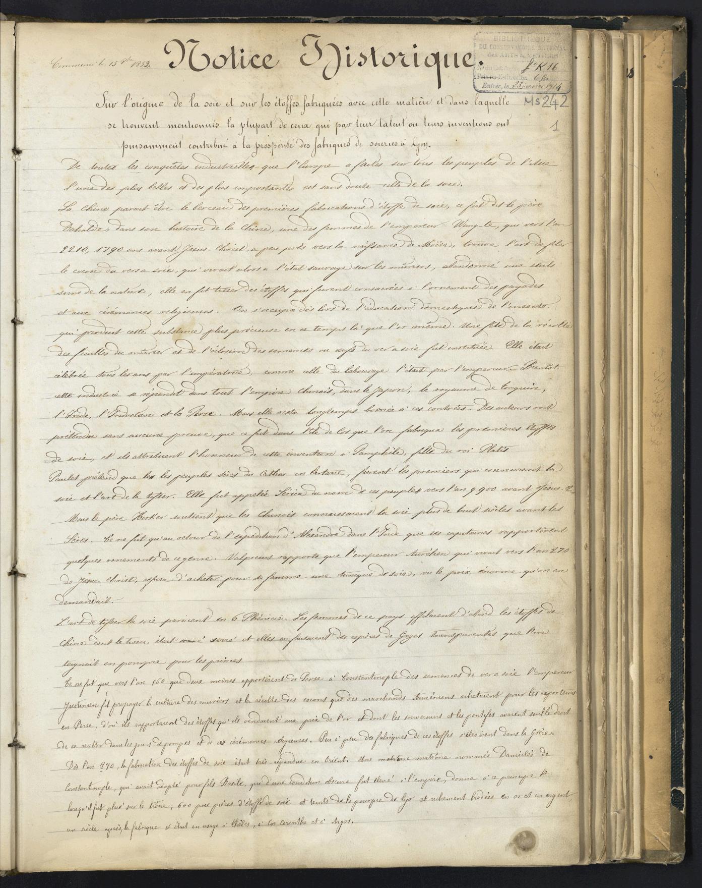 Page de titre du MS242