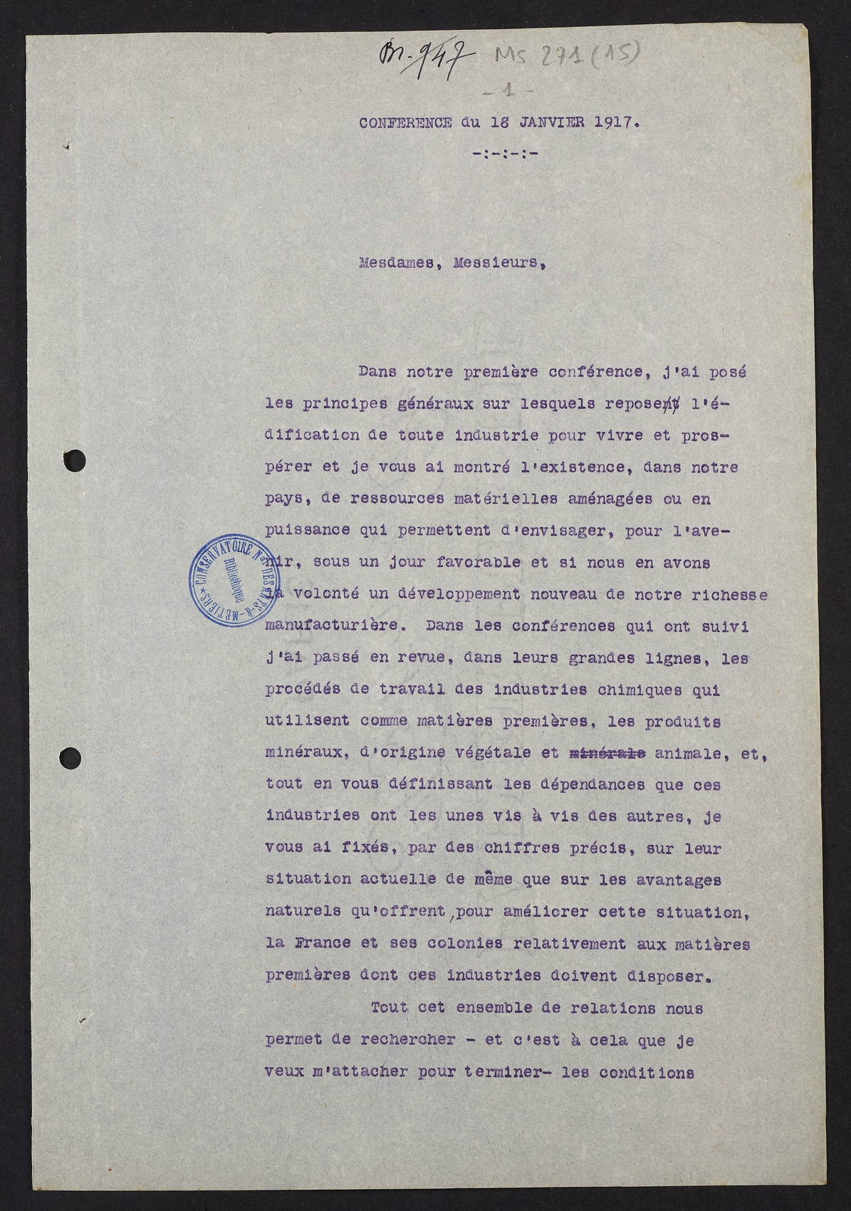 Page de titre du MS271.15