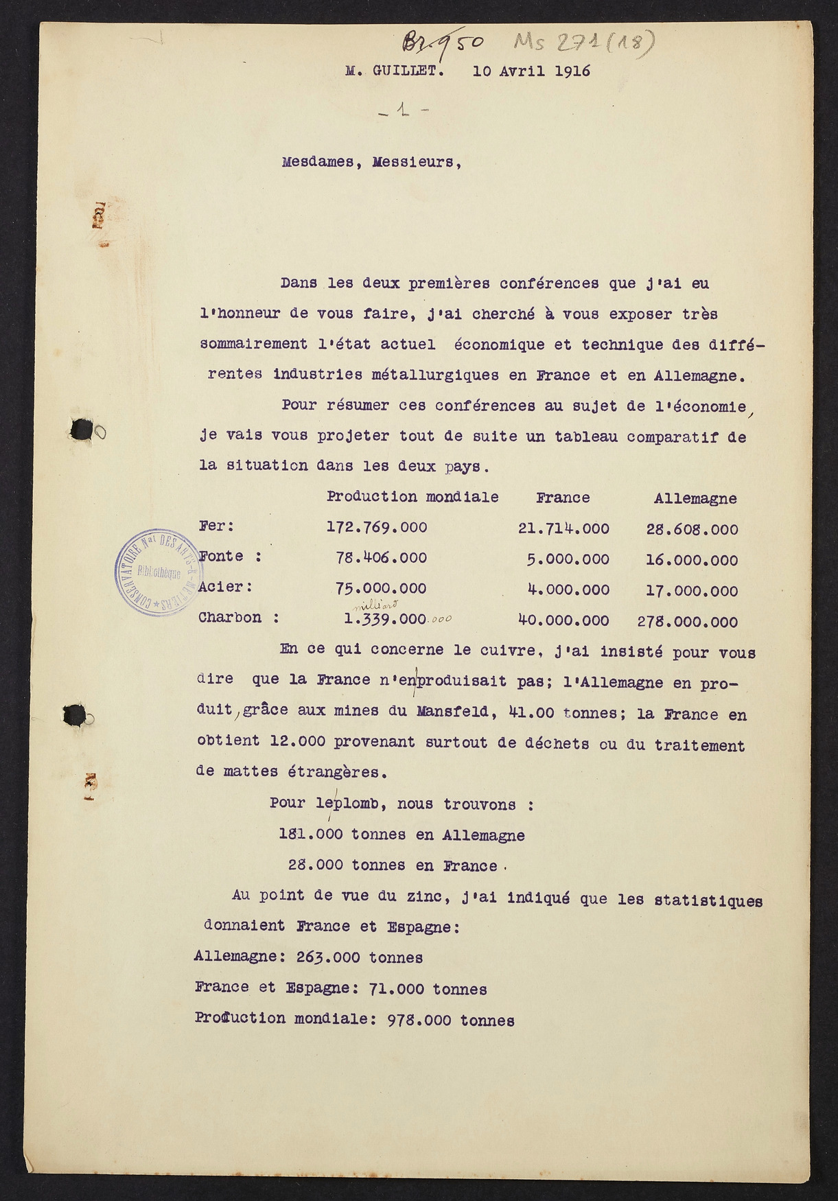 Page de titre du MS271.18