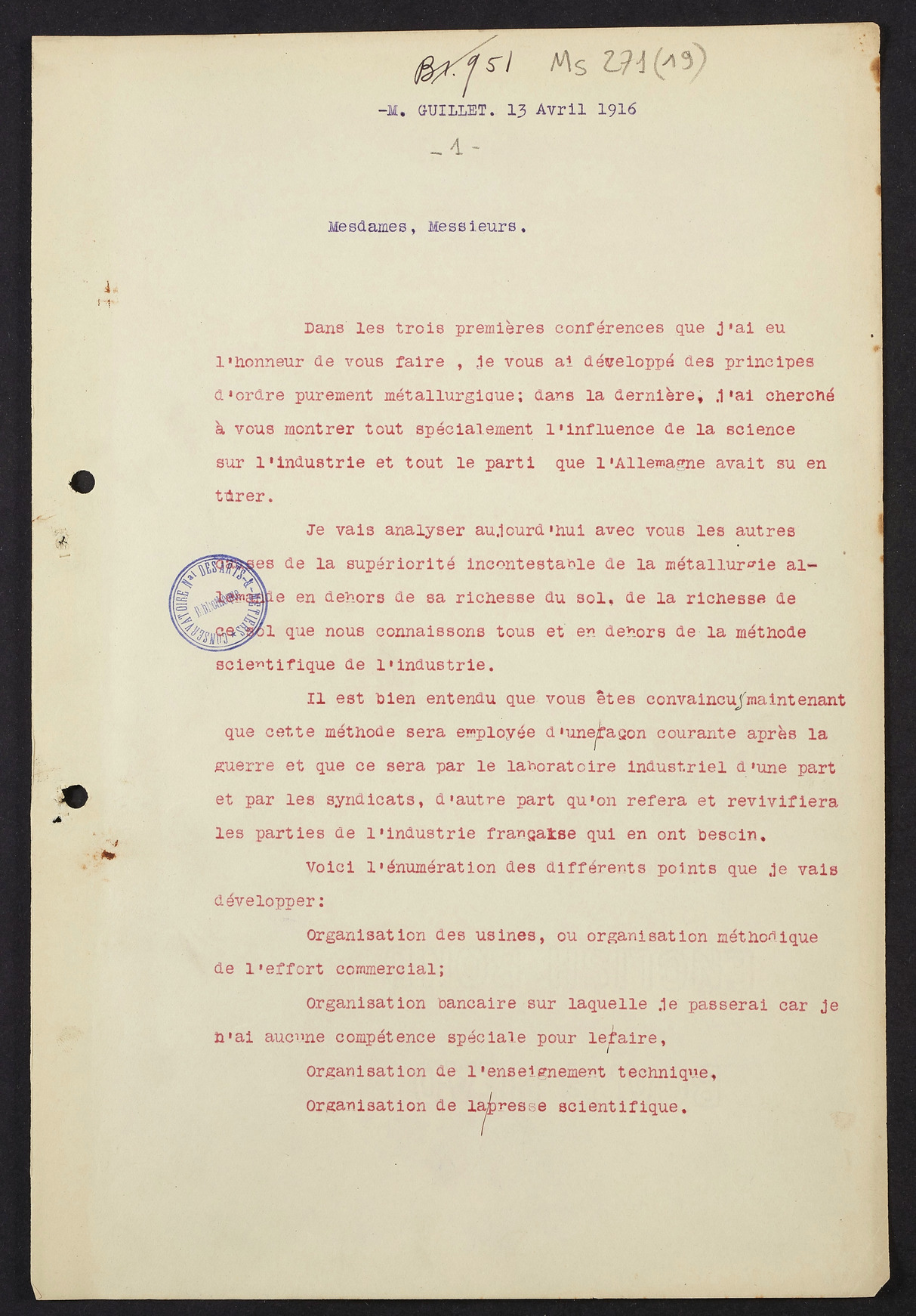 Page de titre du MS271.19