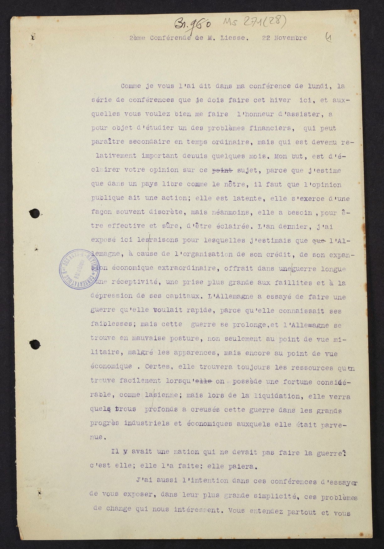 Page de titre du MS271.28