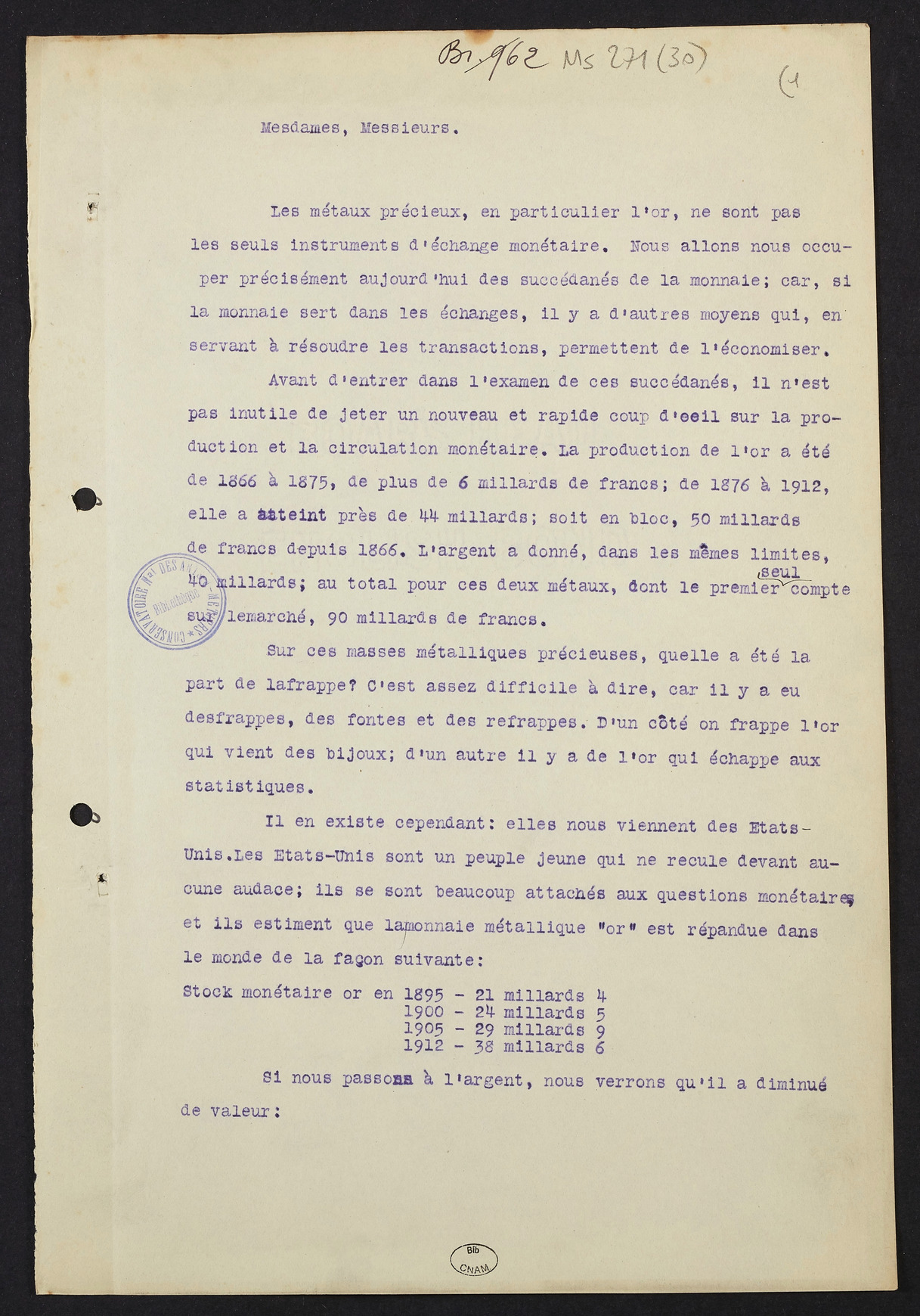 Page de titre du MS271.30