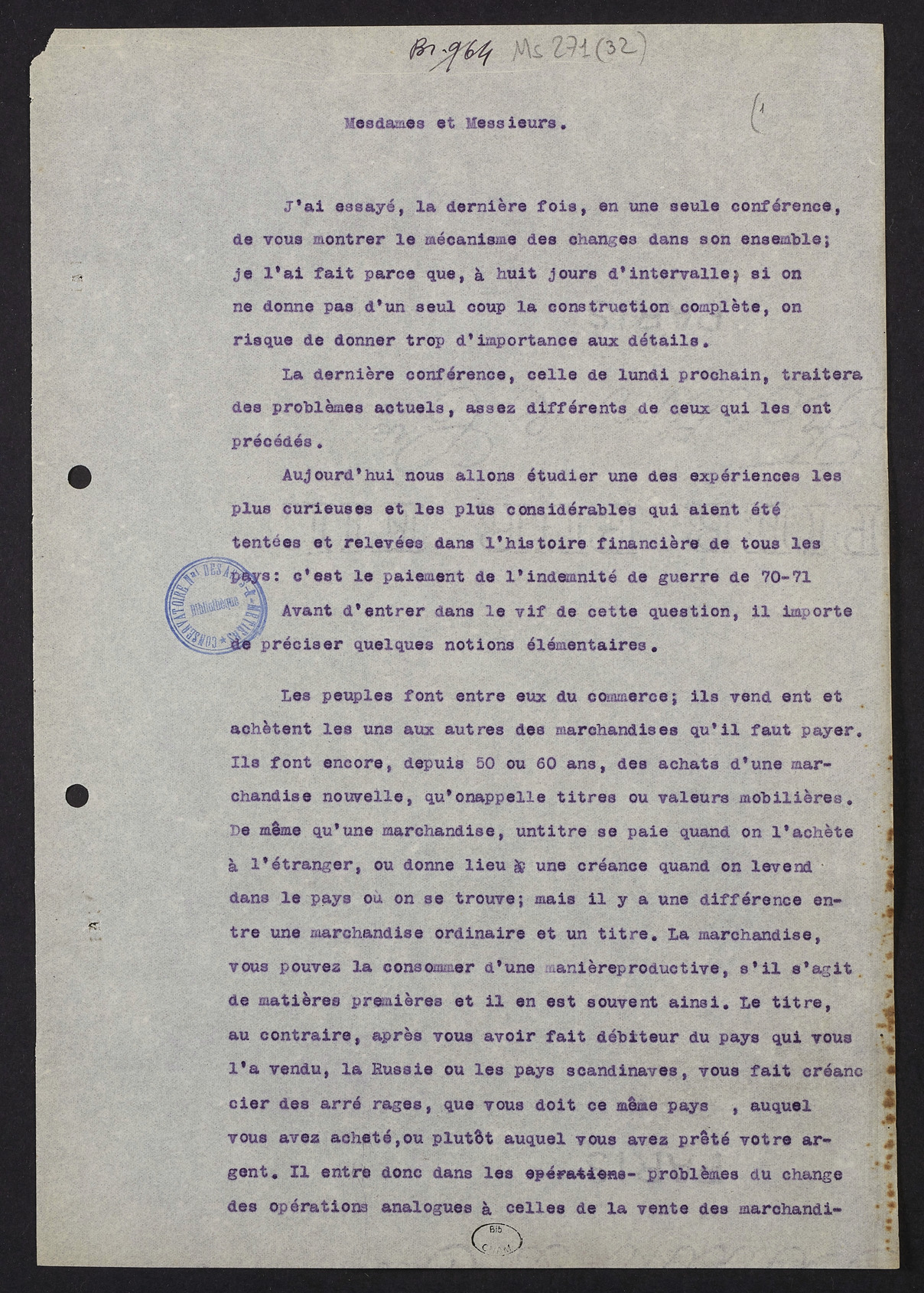 Page de titre du MS271.32