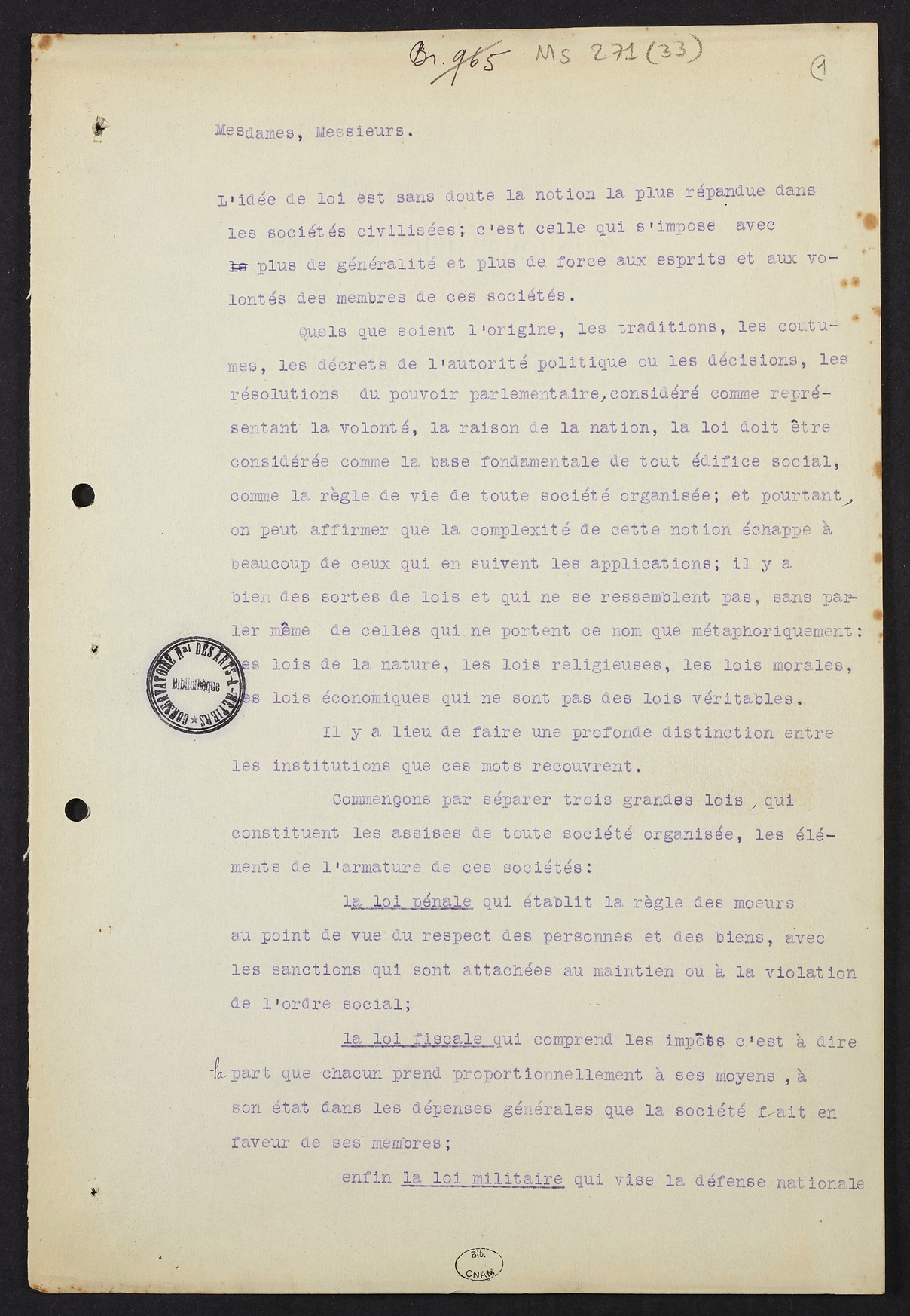 Page de titre du MS271.33