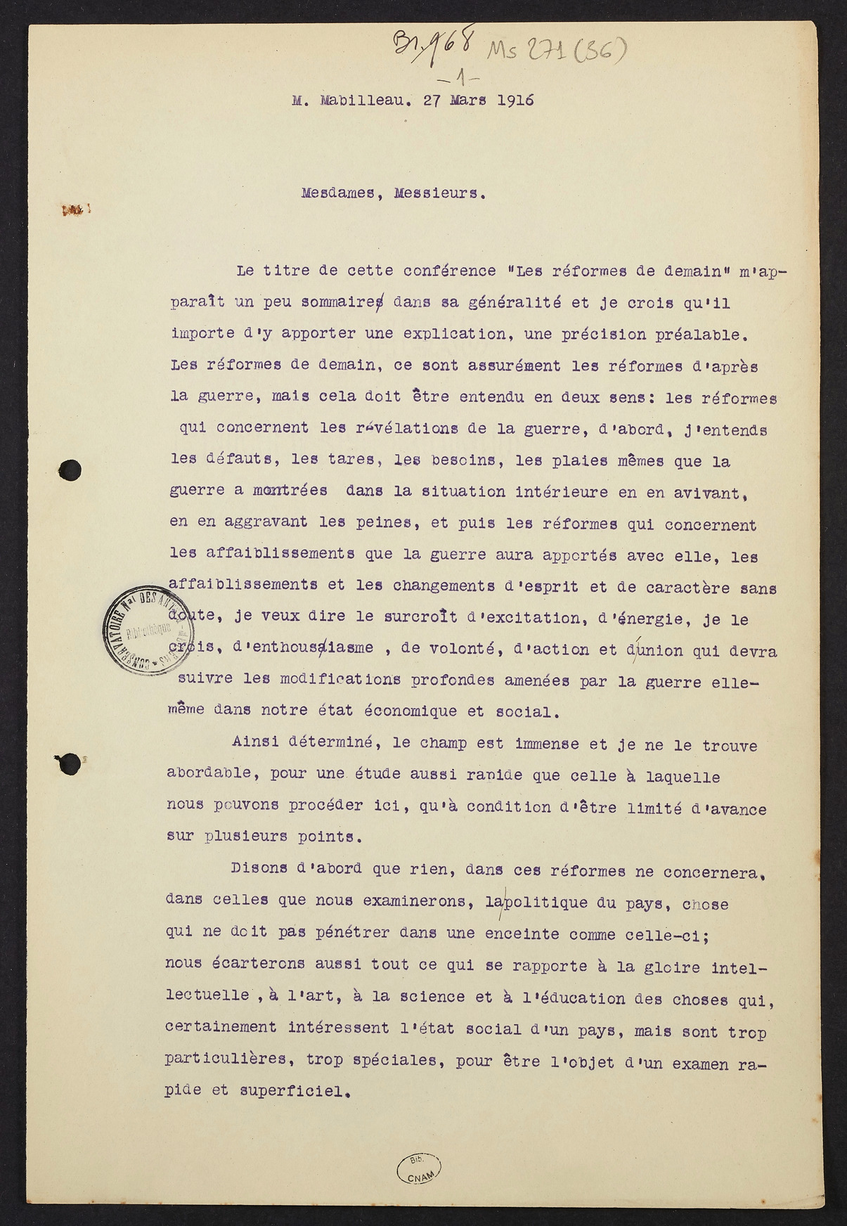 Page de titre du MS271.36