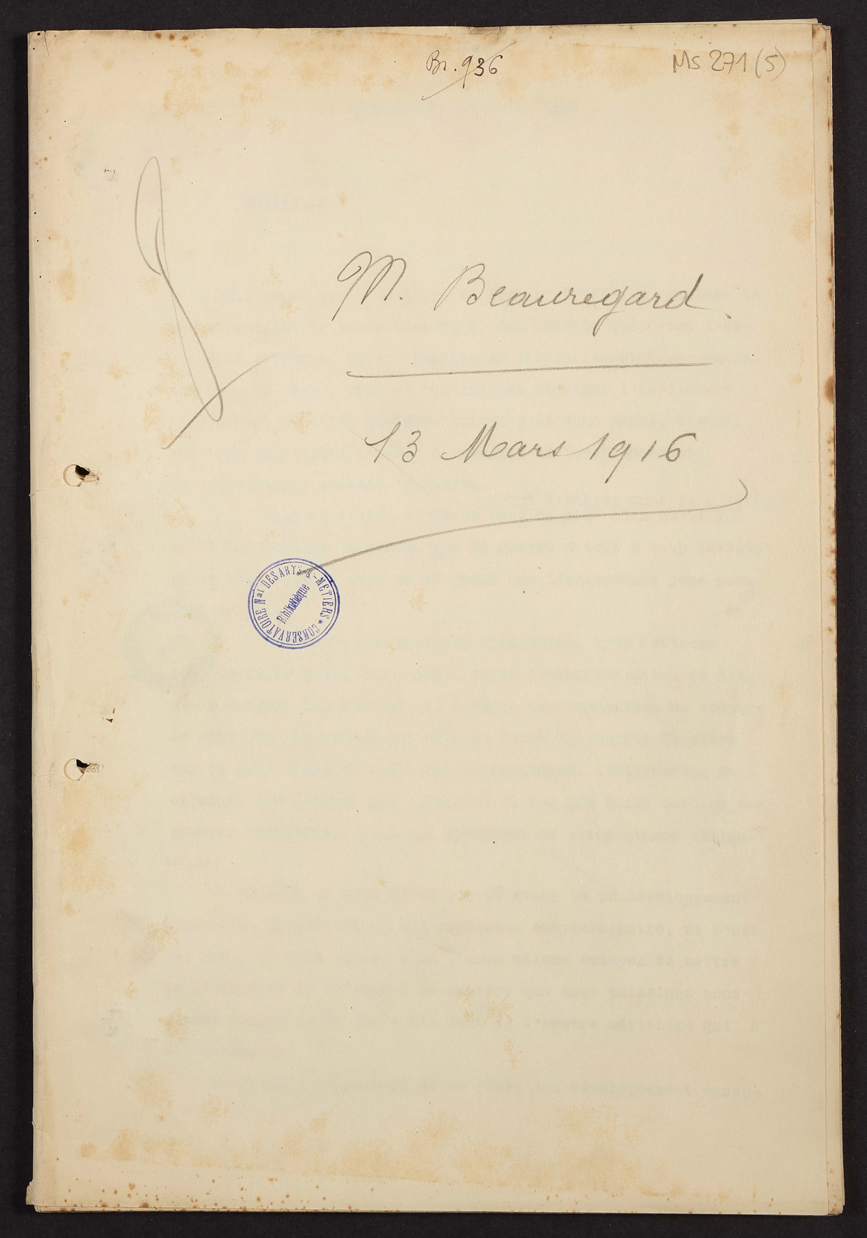 Page de titre du MS271.5