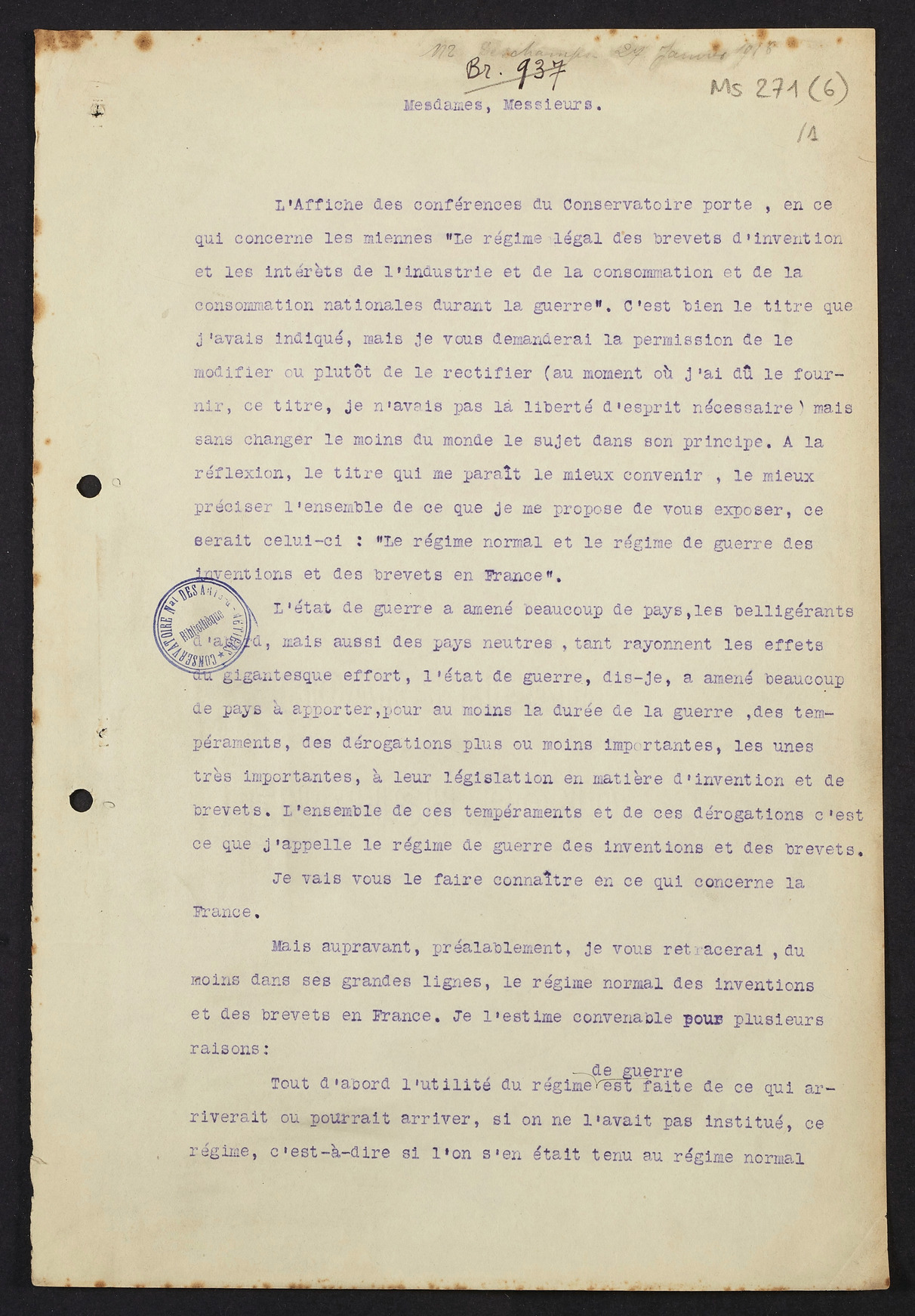 Page de titre du MS271.6