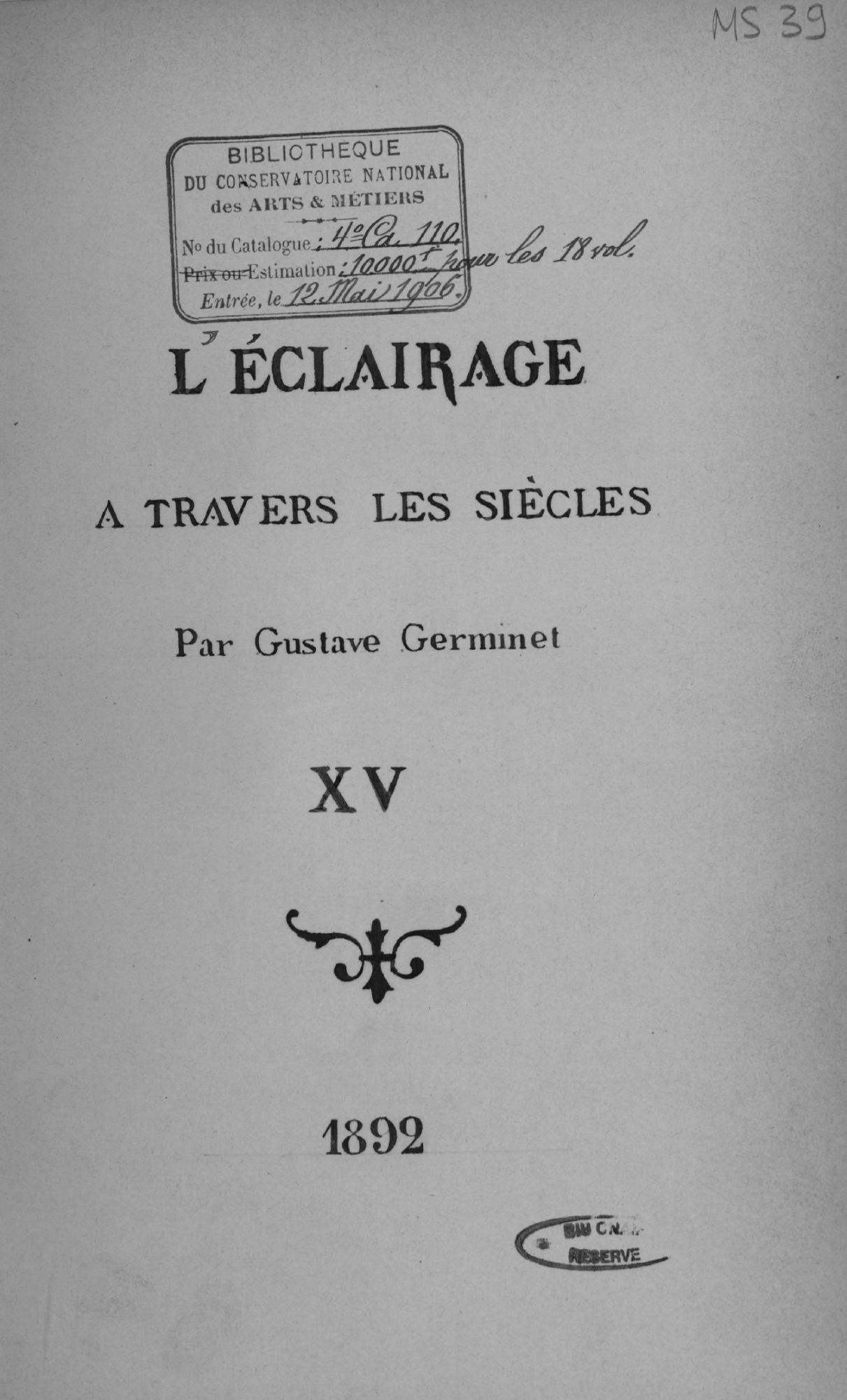 Page de titre du MS39