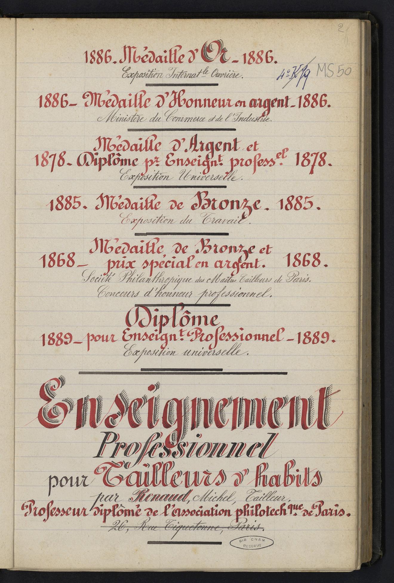 Page de titre du MS50