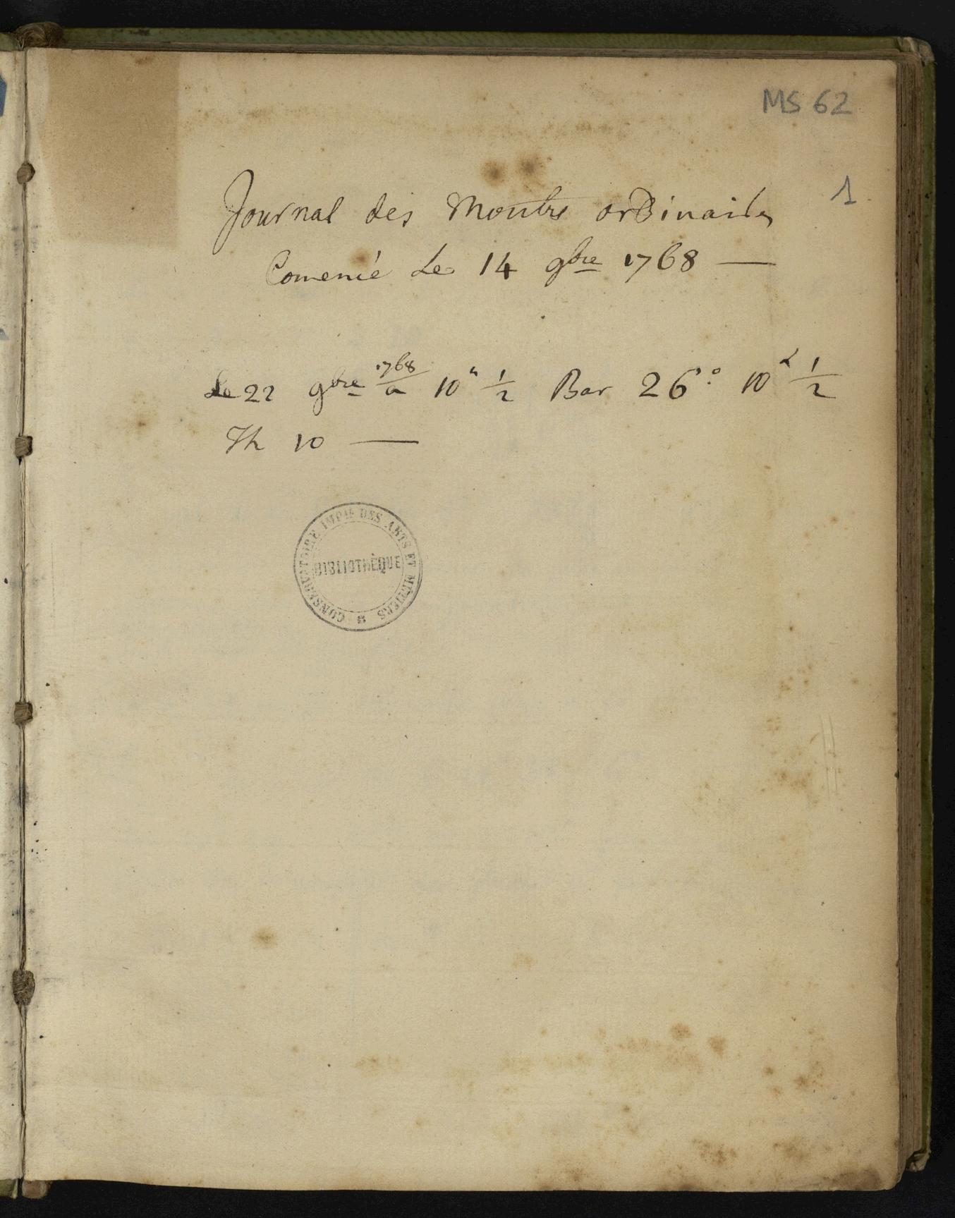 Page de titre du MS62