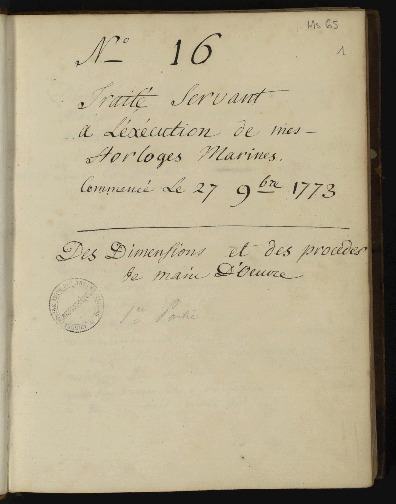 Page de titre du MS65