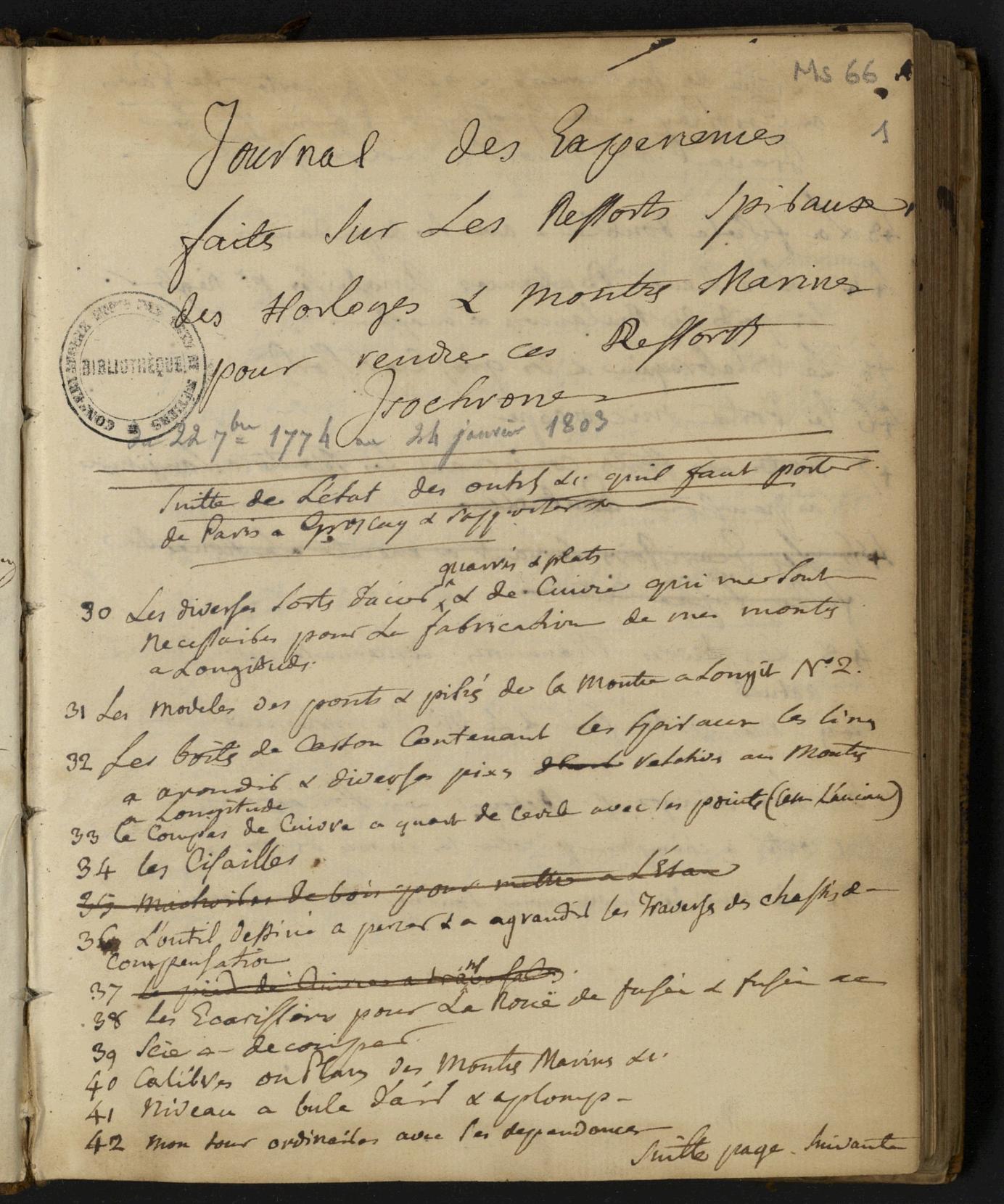 Page de titre du MS66