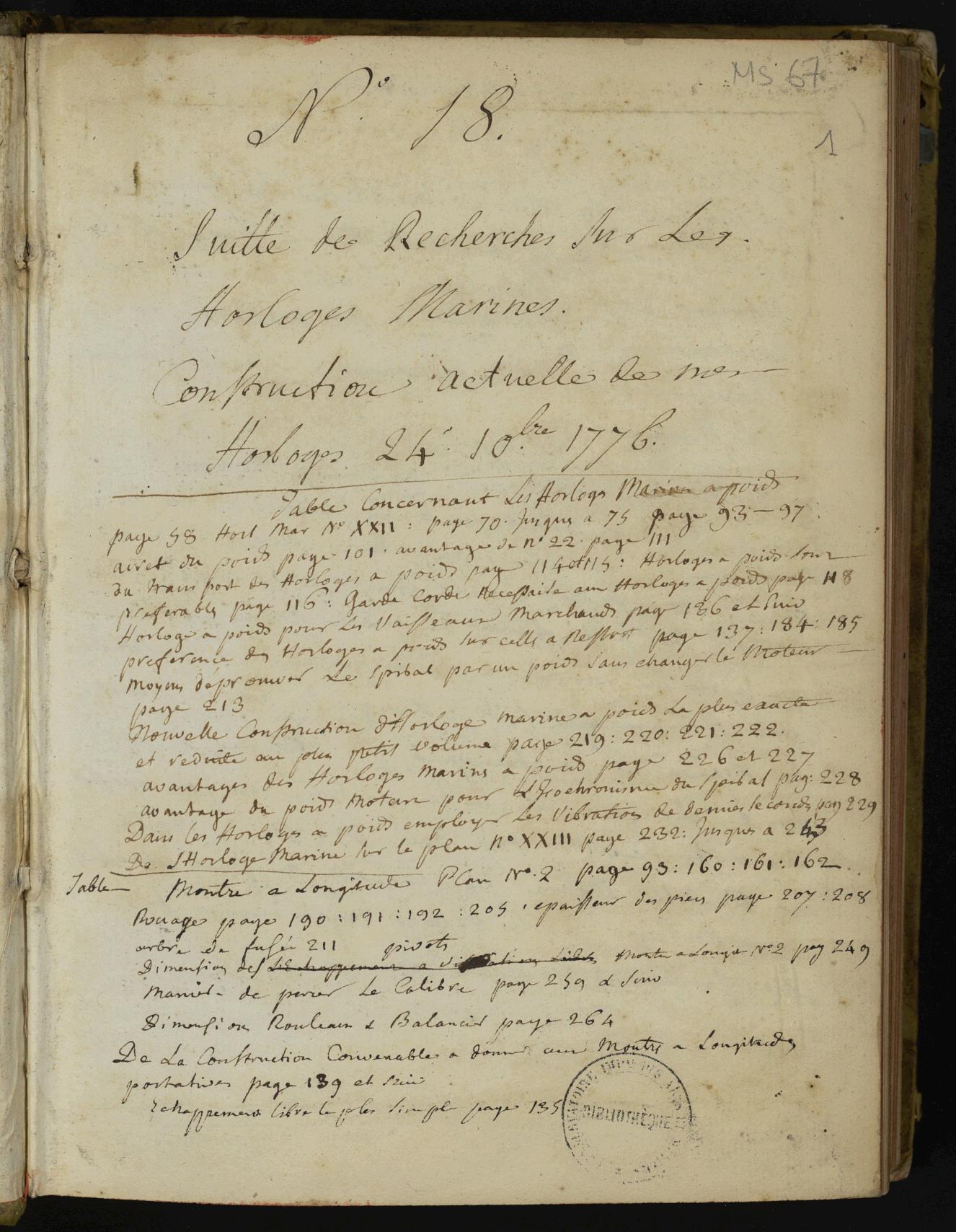 Page de titre du MS67