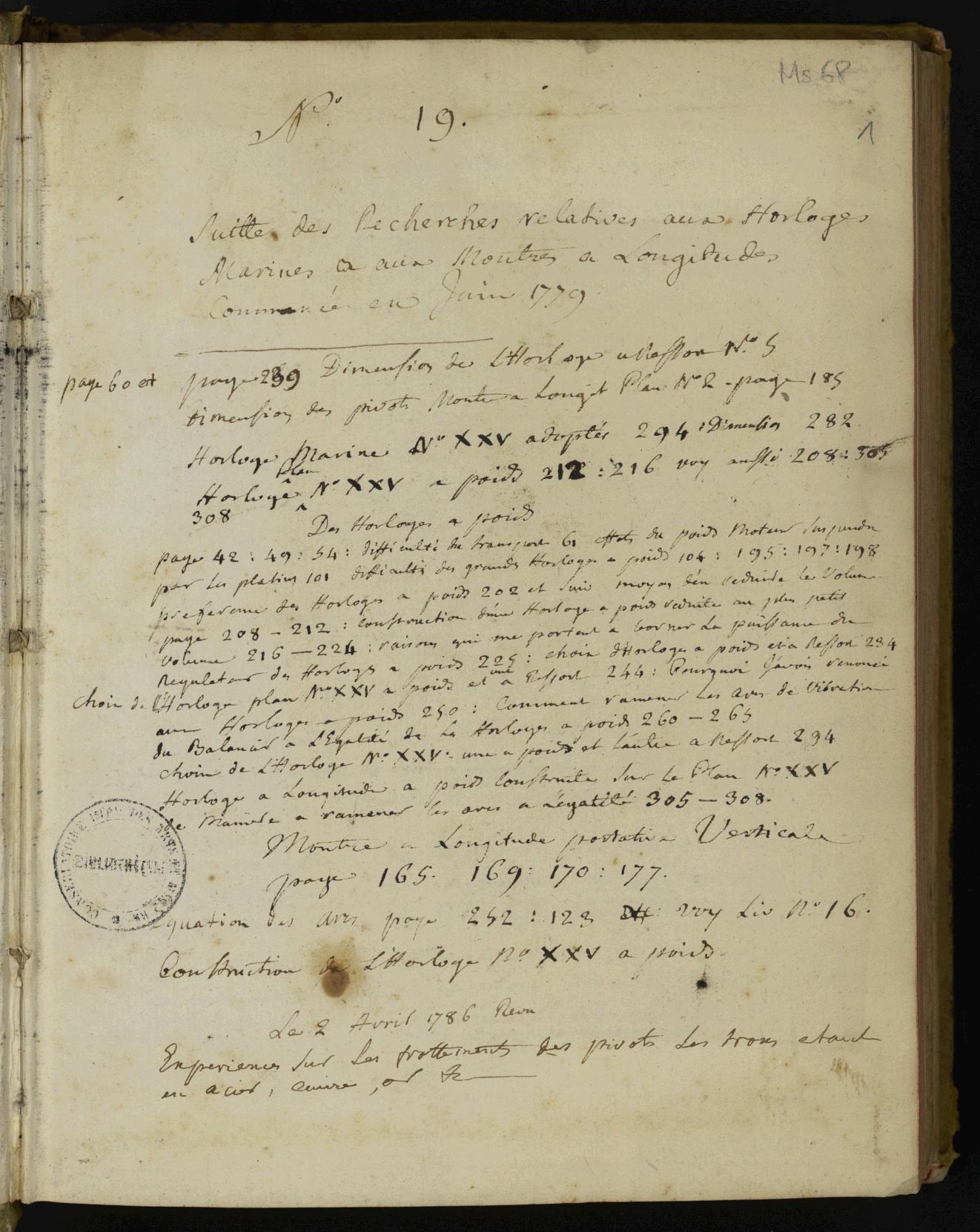 Page de titre du MS68