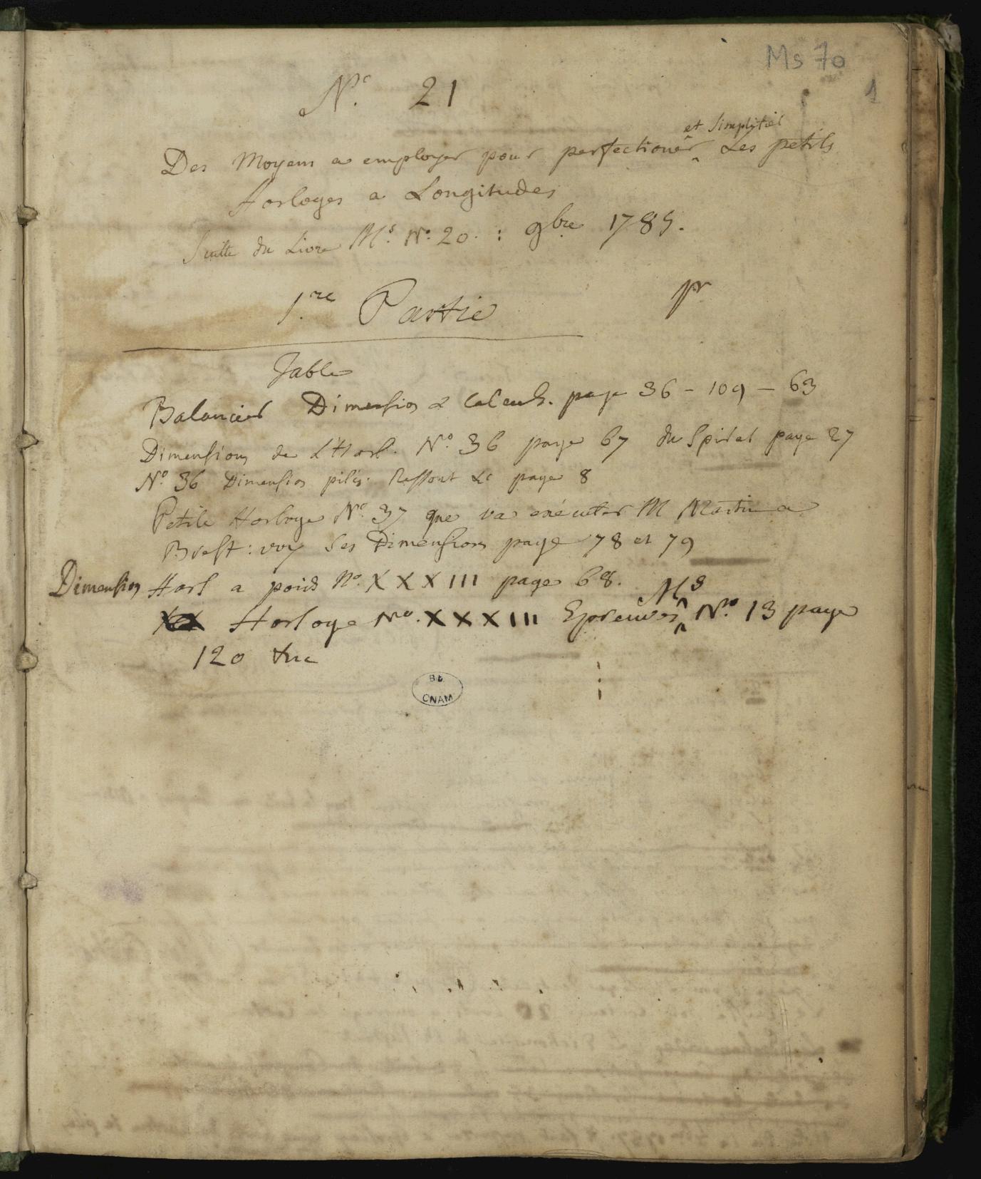 Page de titre du MS70