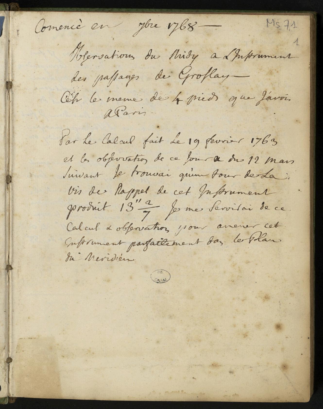 Page de titre du MS71