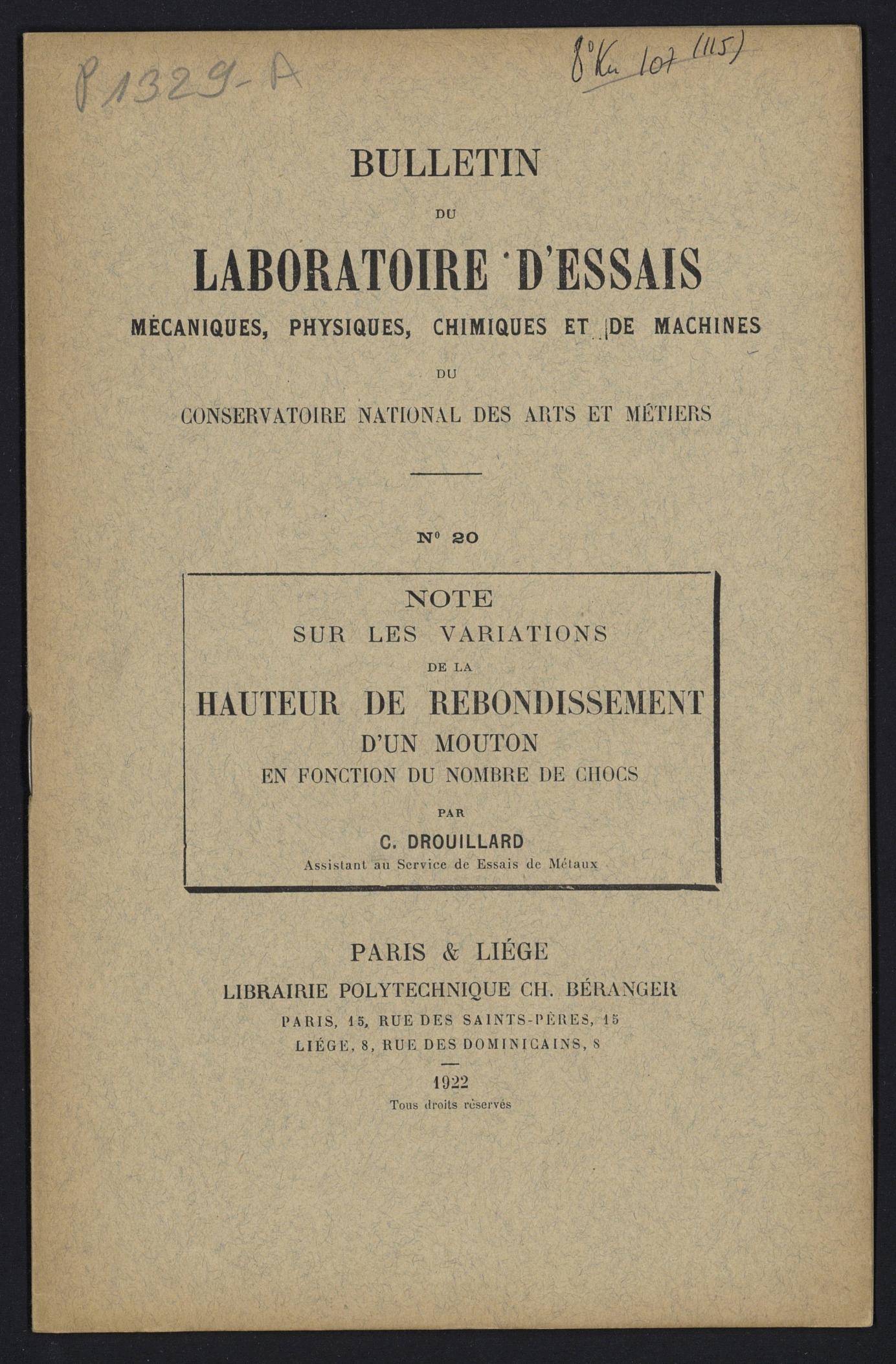 Page de titre du P1329-A.20