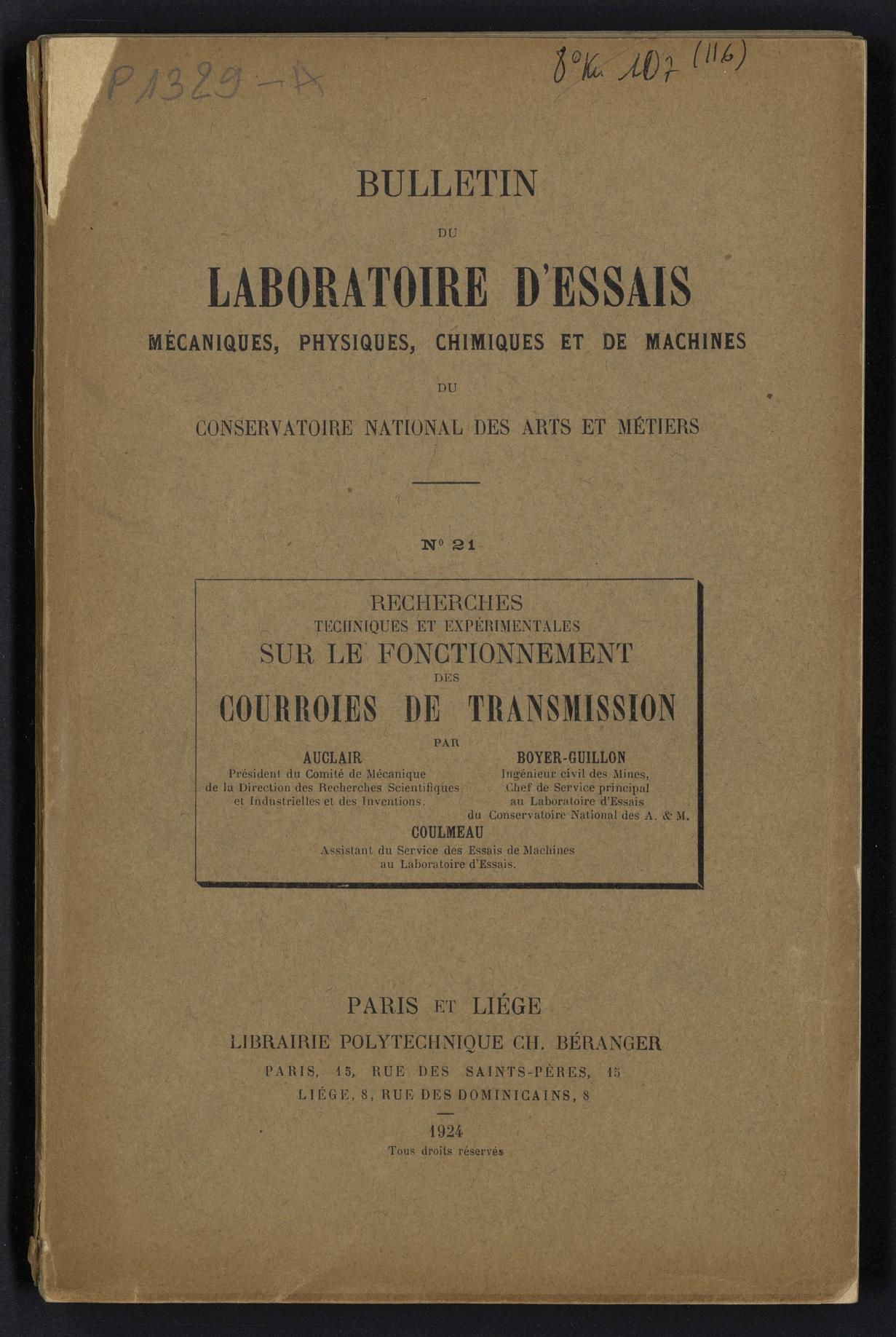Page de titre du P1329-A.21