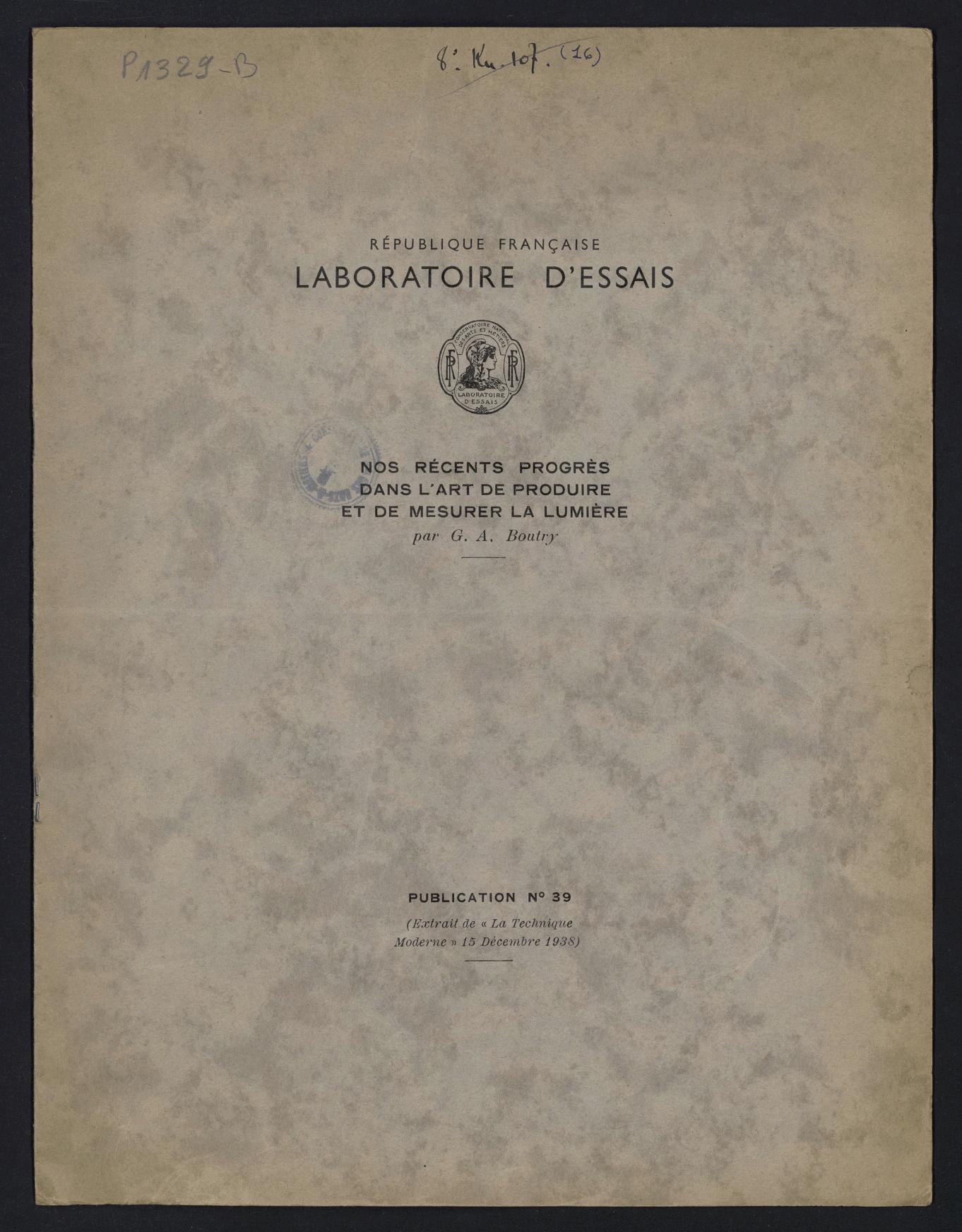 Page de titre du P1329-B.15