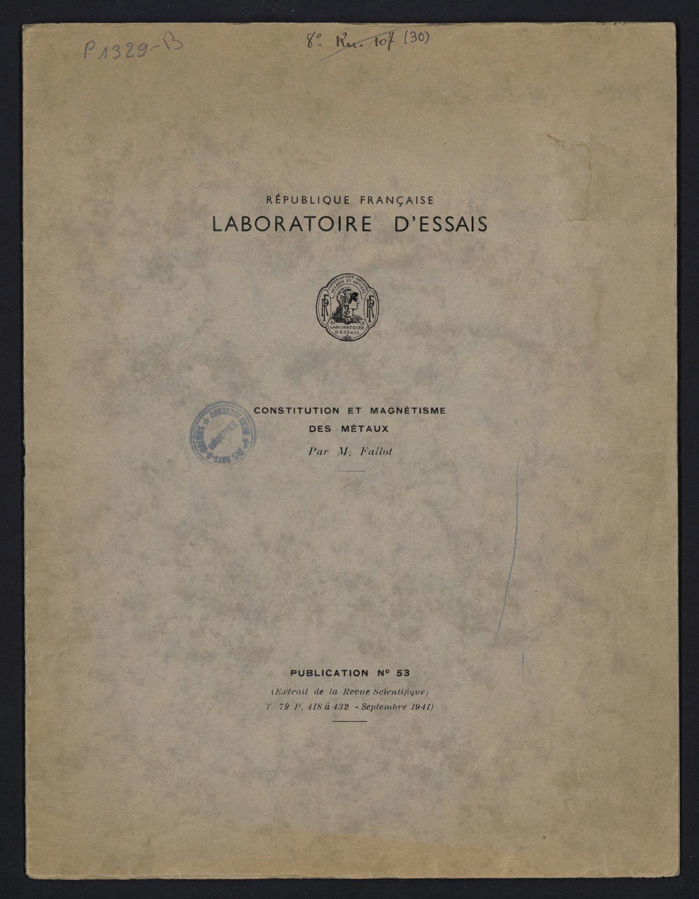 Page de titre du P1329-B.29