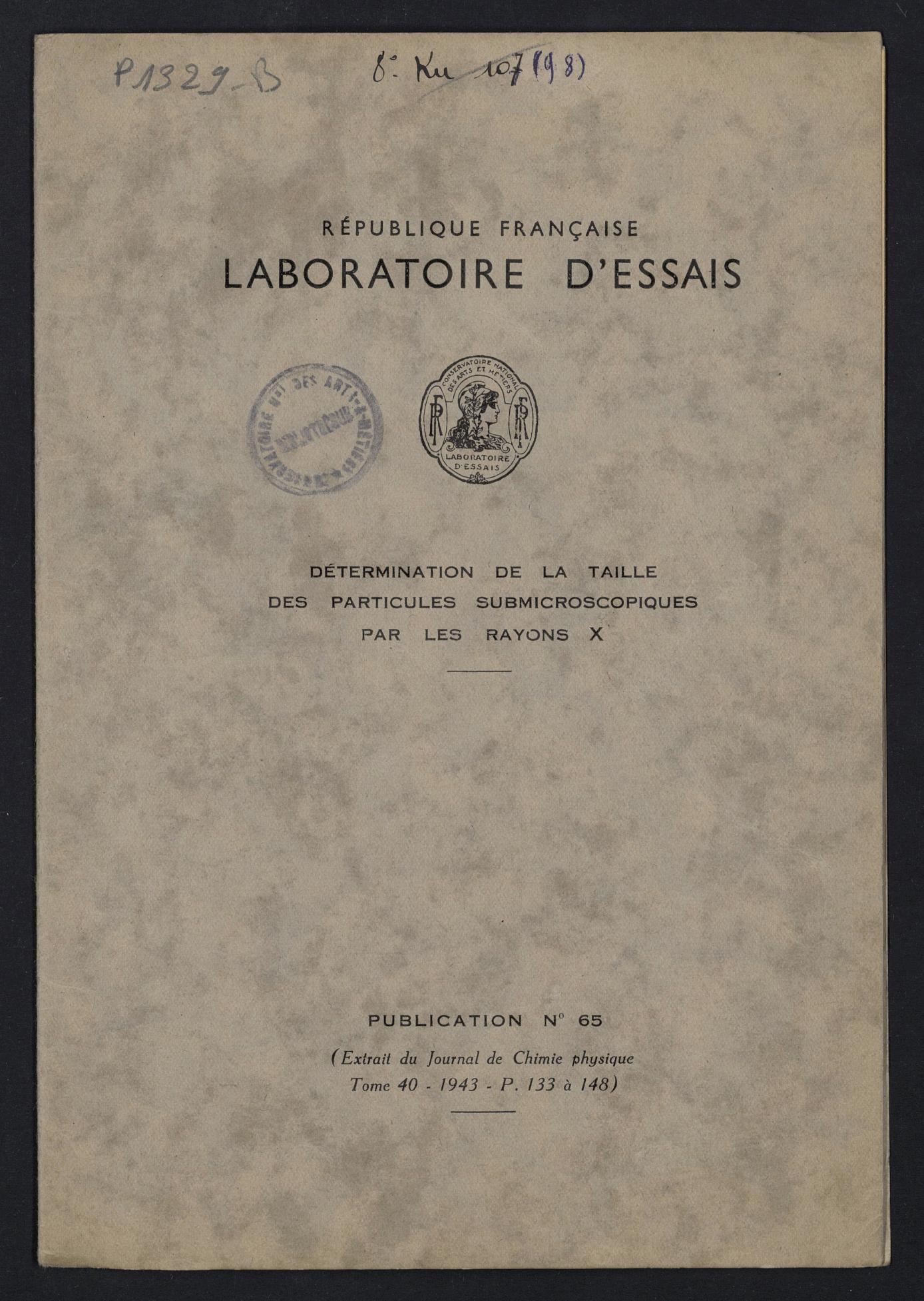 Page de titre du P1329-B.39