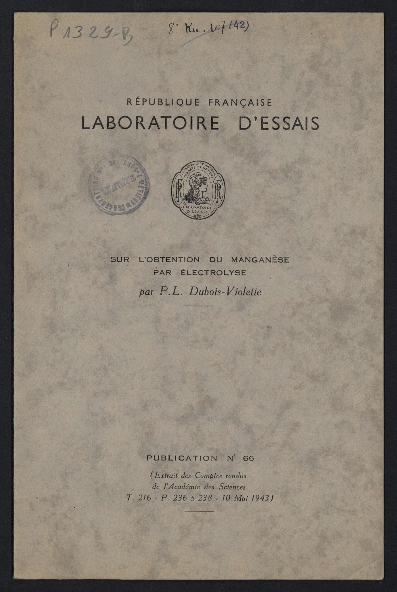 Page de titre du P1329-B.40