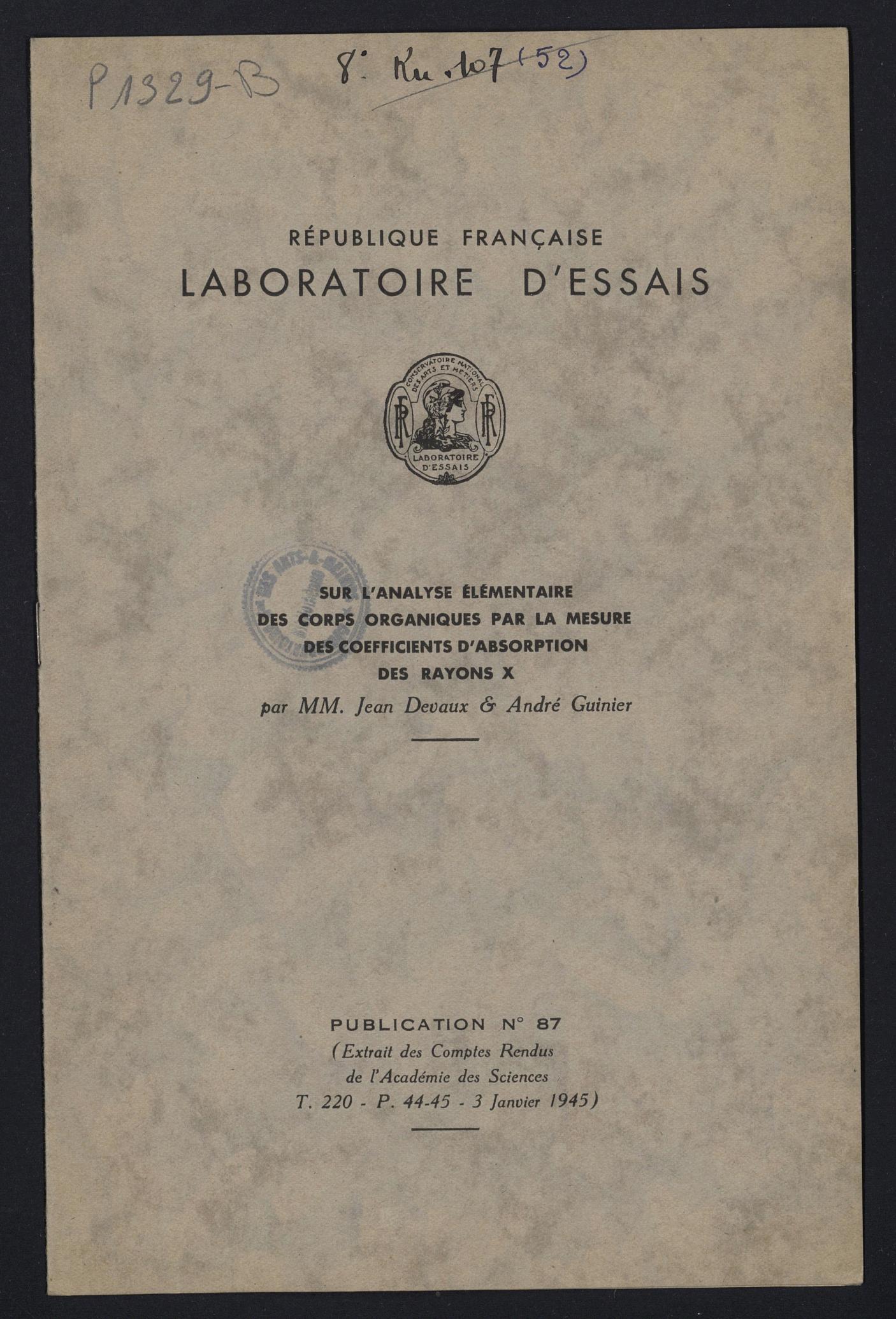 Page de titre du P1329-B.50