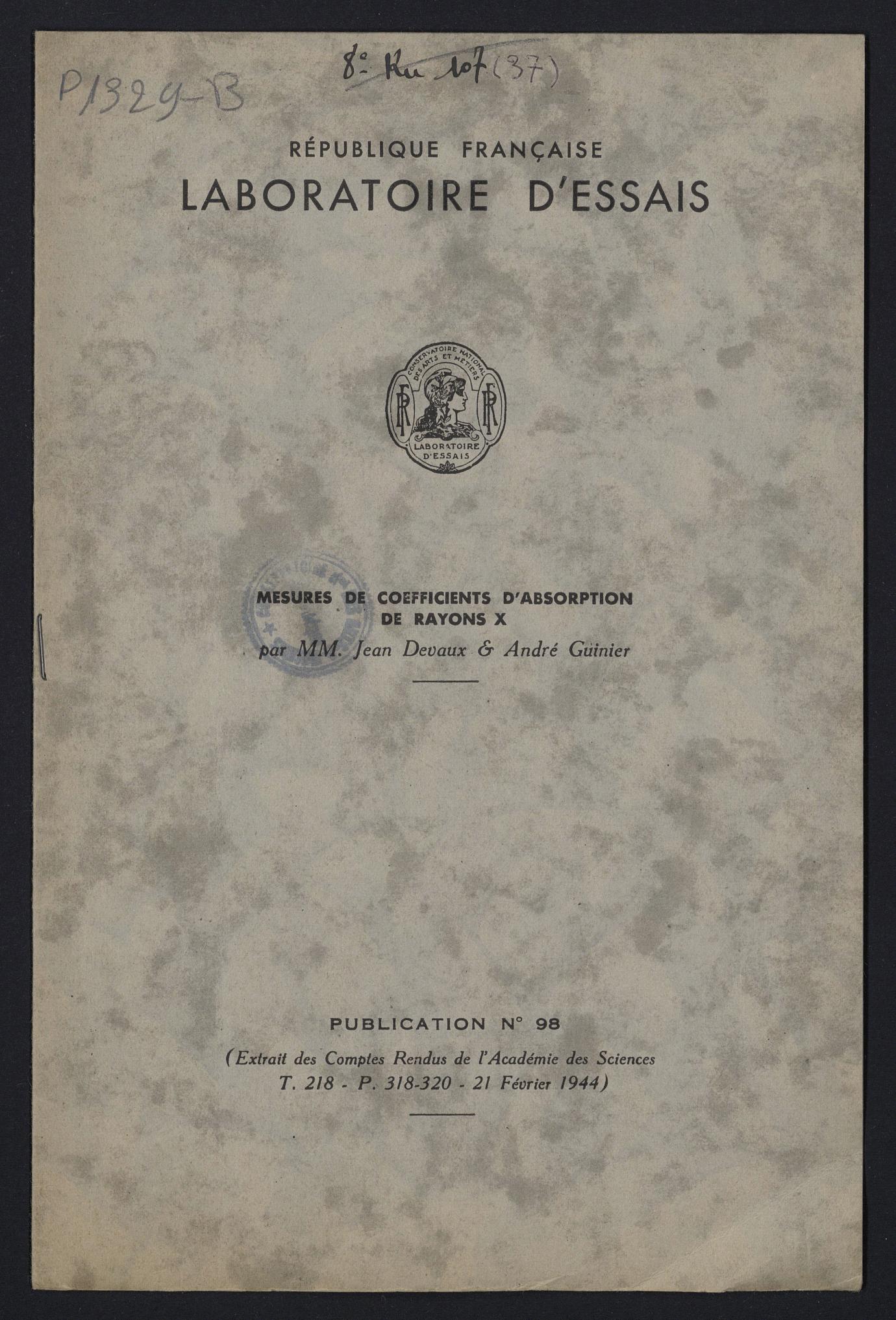 Page de titre du P1329-B.52