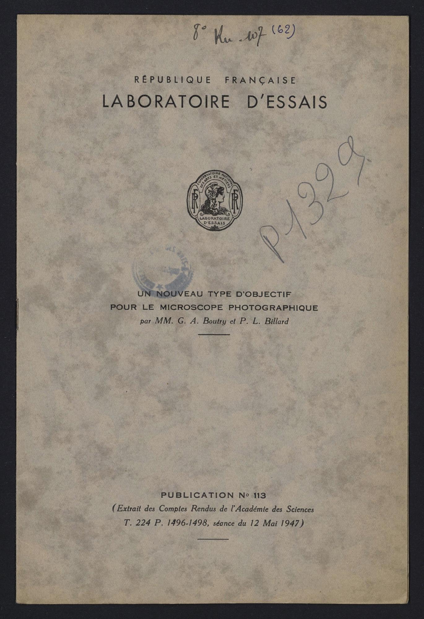 Page de titre du P1329-B.61