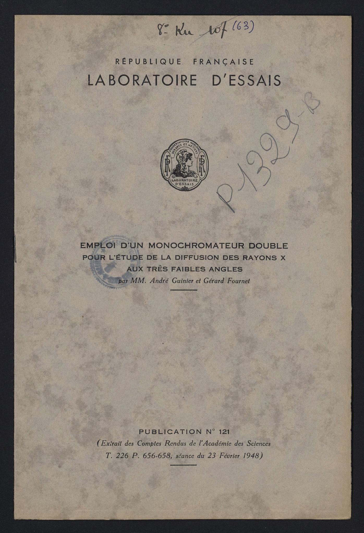 Page de titre du P1329-B.63