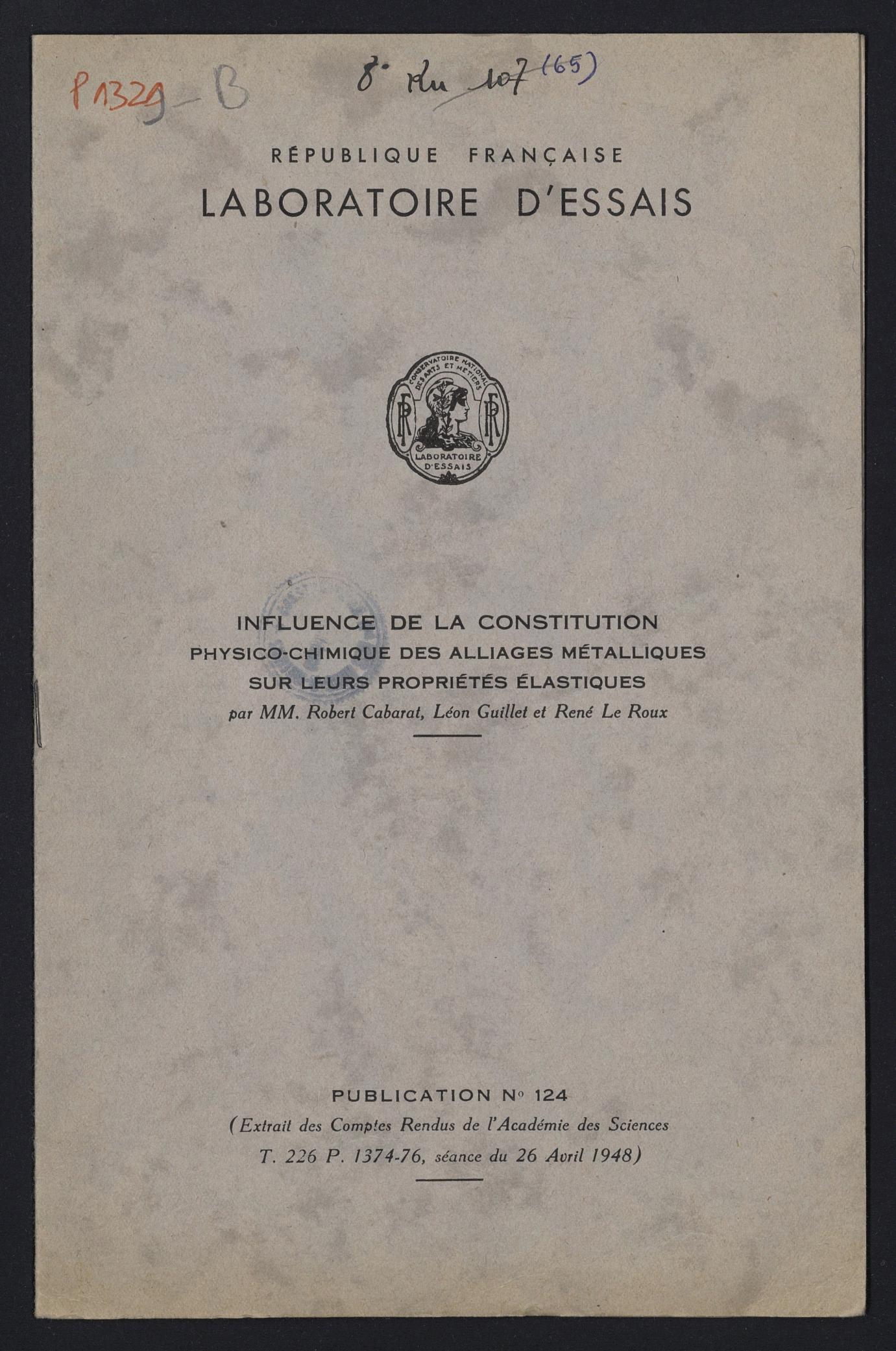 Page de titre du P1329-B.65