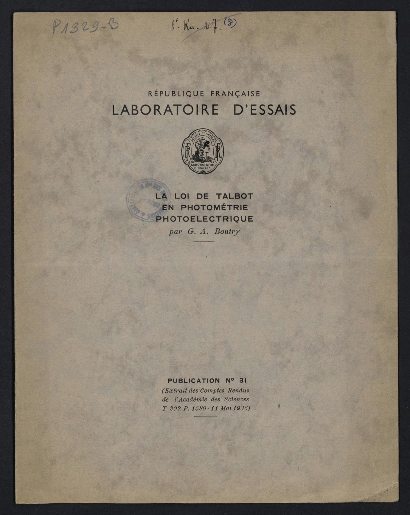 Page de titre du P1329-B.7